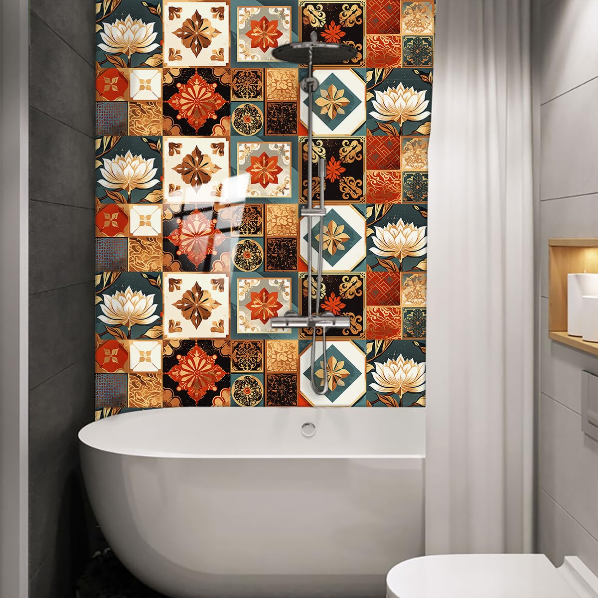 24 Stück Vintage Fliesen Mit Herbstblatt-Design - Perfekt Für Badezimmer & Küche Als Dekoration