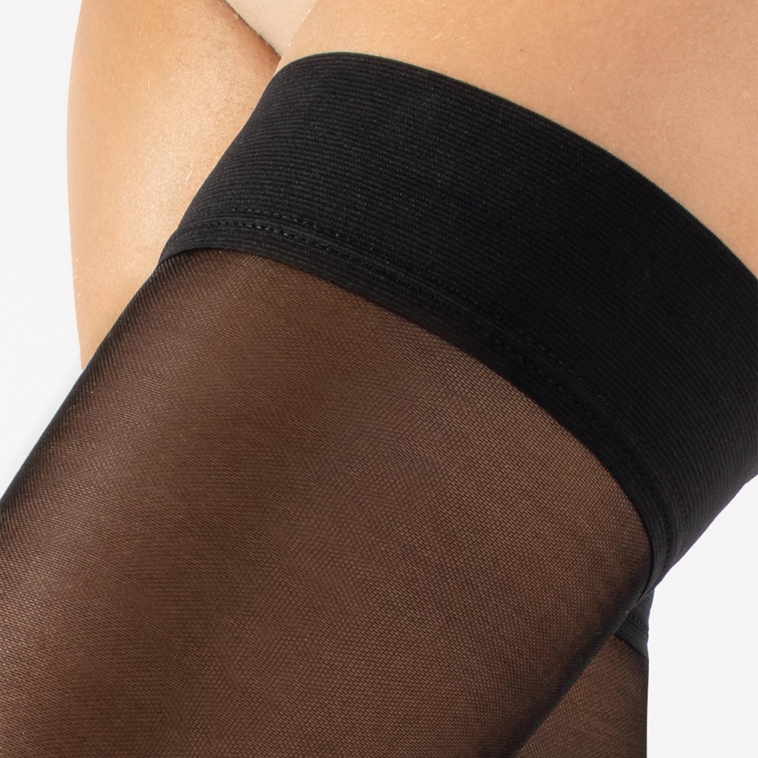 CALZITALY Bas Autofixant de Soutien Médicaux Pointe Ouverte à Compression Graduée Forte 18-22 mm/Hg | Noir, Naturel | S, M, L, XL | 140 DEN | Made in Italy (S, Noir)