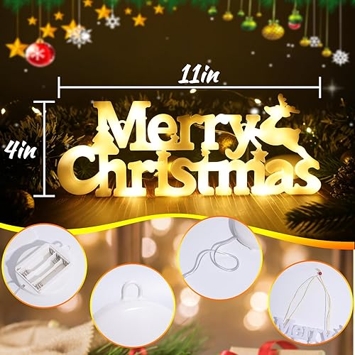 Miniatura 3 de Letrero de Feliz Navidad, letrero iluminado de 11 pulgadas para decoraciones de Navidad, adornos colgantes para árbol de Navidad, luces de letrero