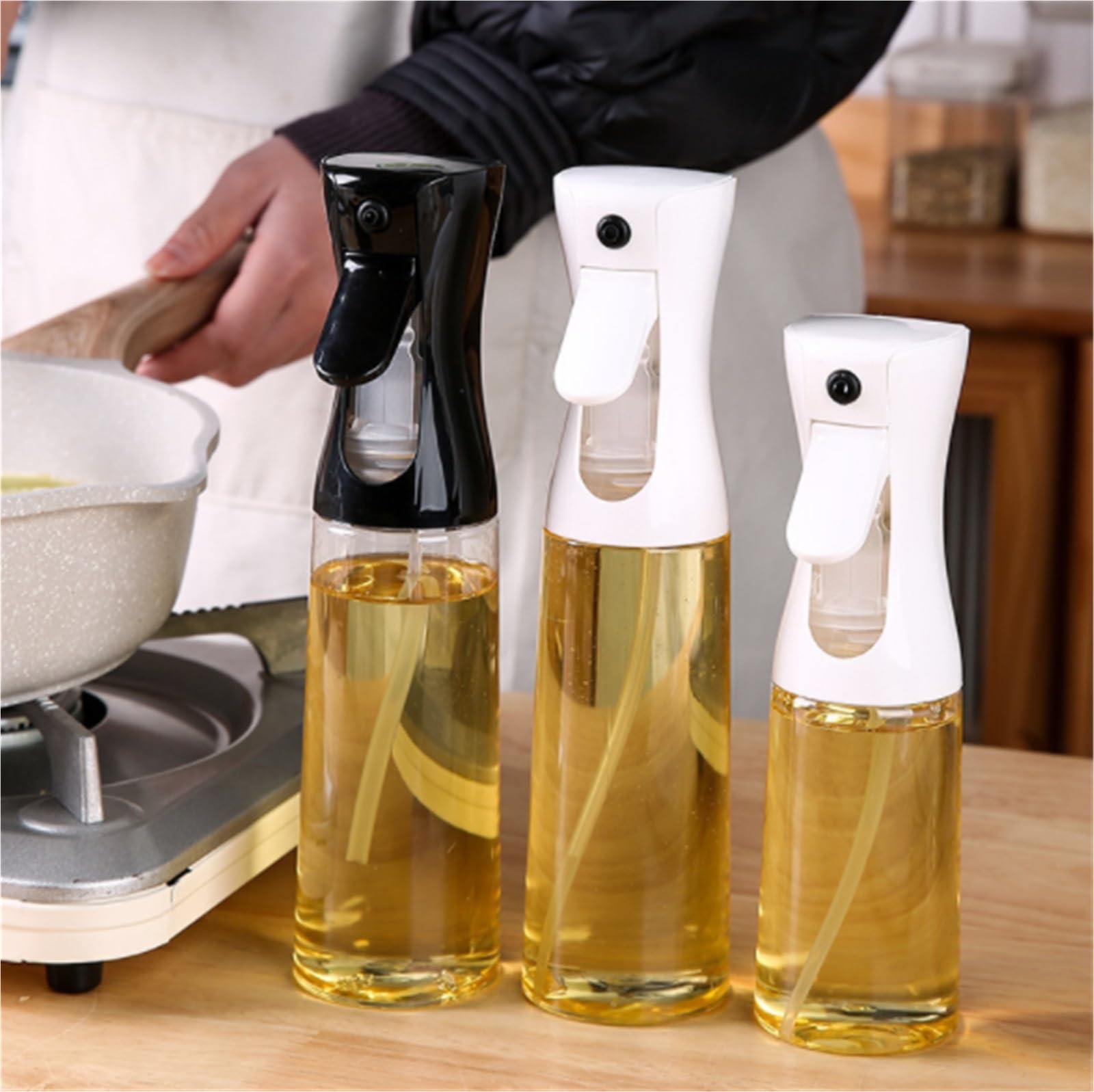 Dispenser Olio d'Oliva e Aceto Spruzzatore For Olio Da Cucina, Erogatore Di Olio D'oliva For Preparare Insalate, Cuocere Al Forno, Friggere, Grigliare Oliera da Tavola(Black,200ml)