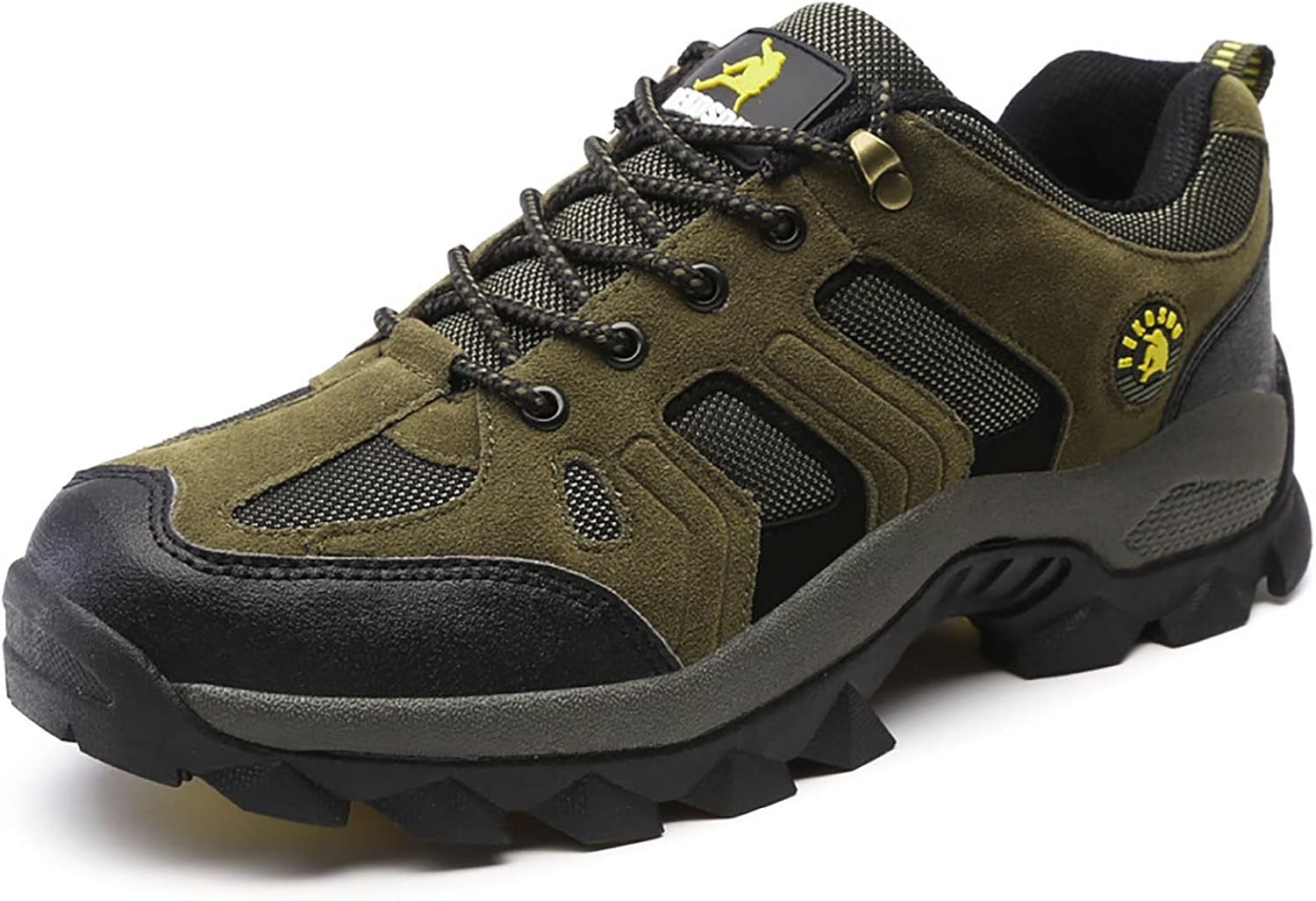 Waterproof Suede Leather Hiking Boot for Men, Durable Rubber Sole Military Work and Desert Boots,Outdoor Lace-up Comfortable Breathable Woodland Shoes (Color : Green, Size : 11)