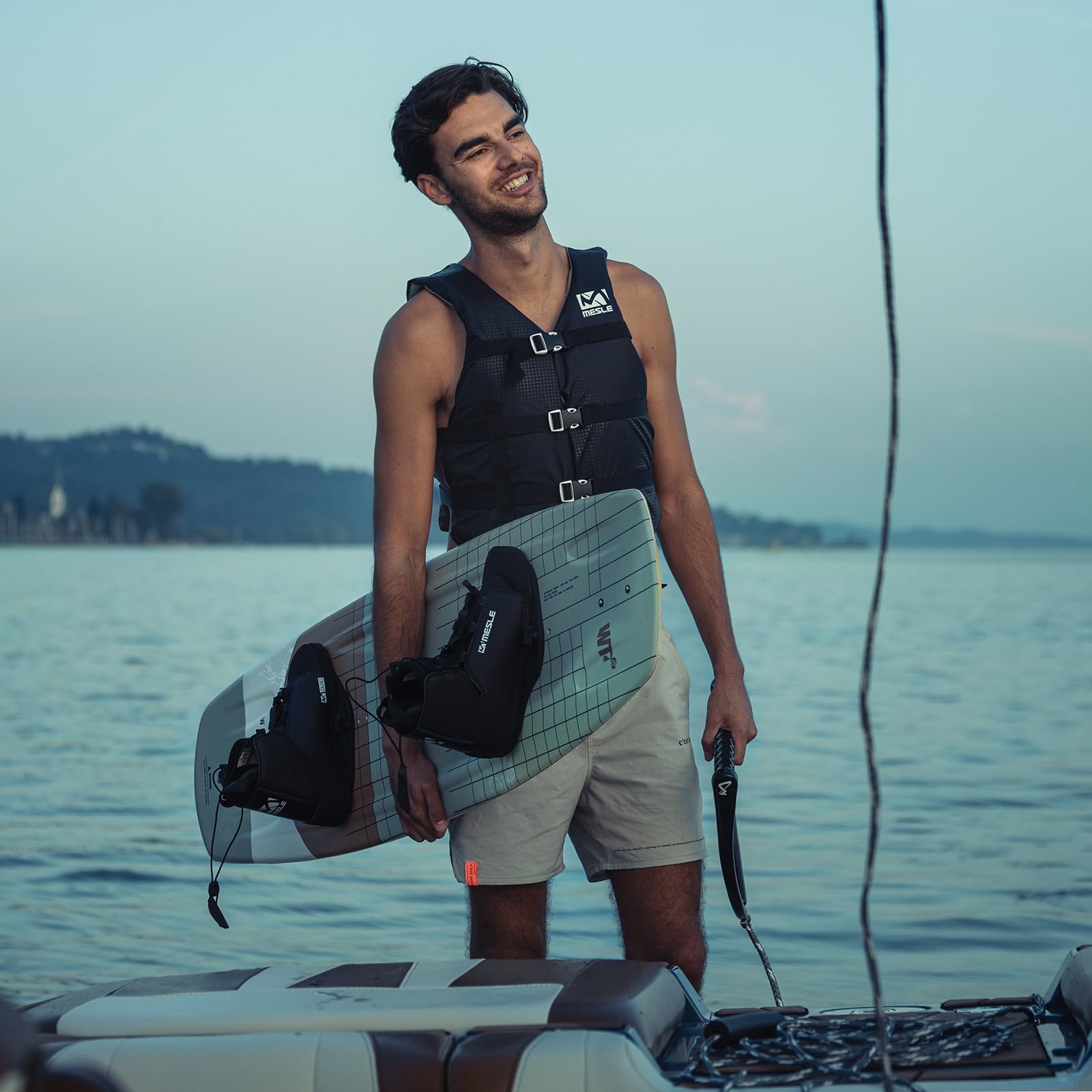 Mesle Duro Fijaciones de Wakeboard, 30-45EU, para Principiantes y avanzados, Puntera Abierta, Amplia Gama de ajustes, Negro