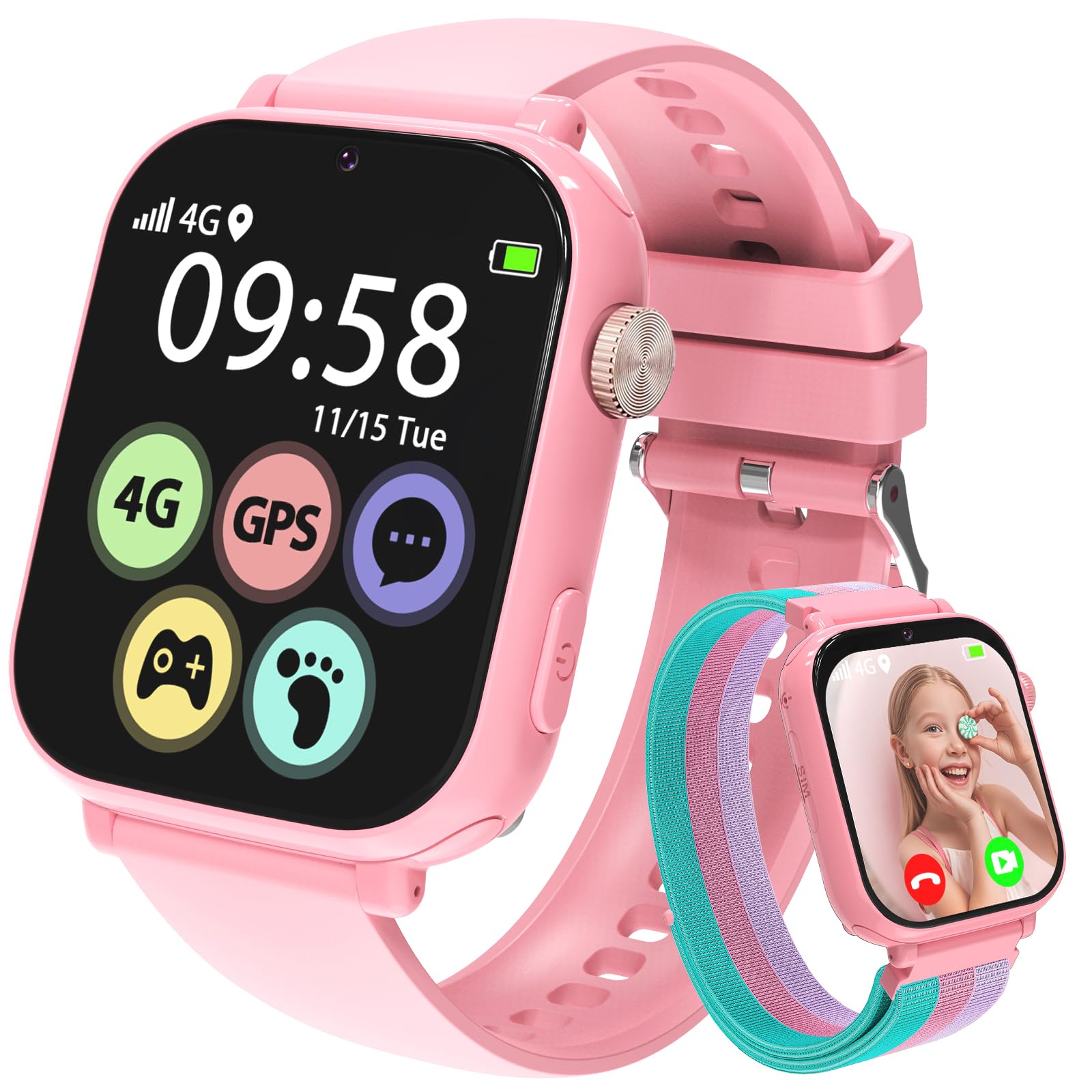 AXYWINBO Kids Smart Watch for Girls Boys 4g GPS Call Text-Smart Watch for Kids Game Camera Pedometer Alarm