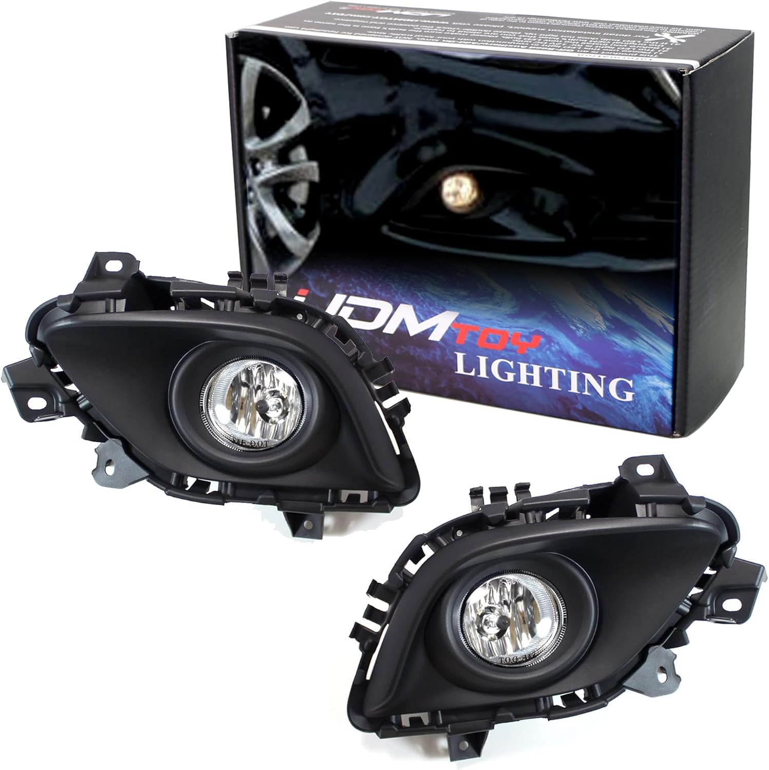 iJDMTOY Complete Set Fog Lights Foglamp Kit with Halogen Bulbs, Wiring