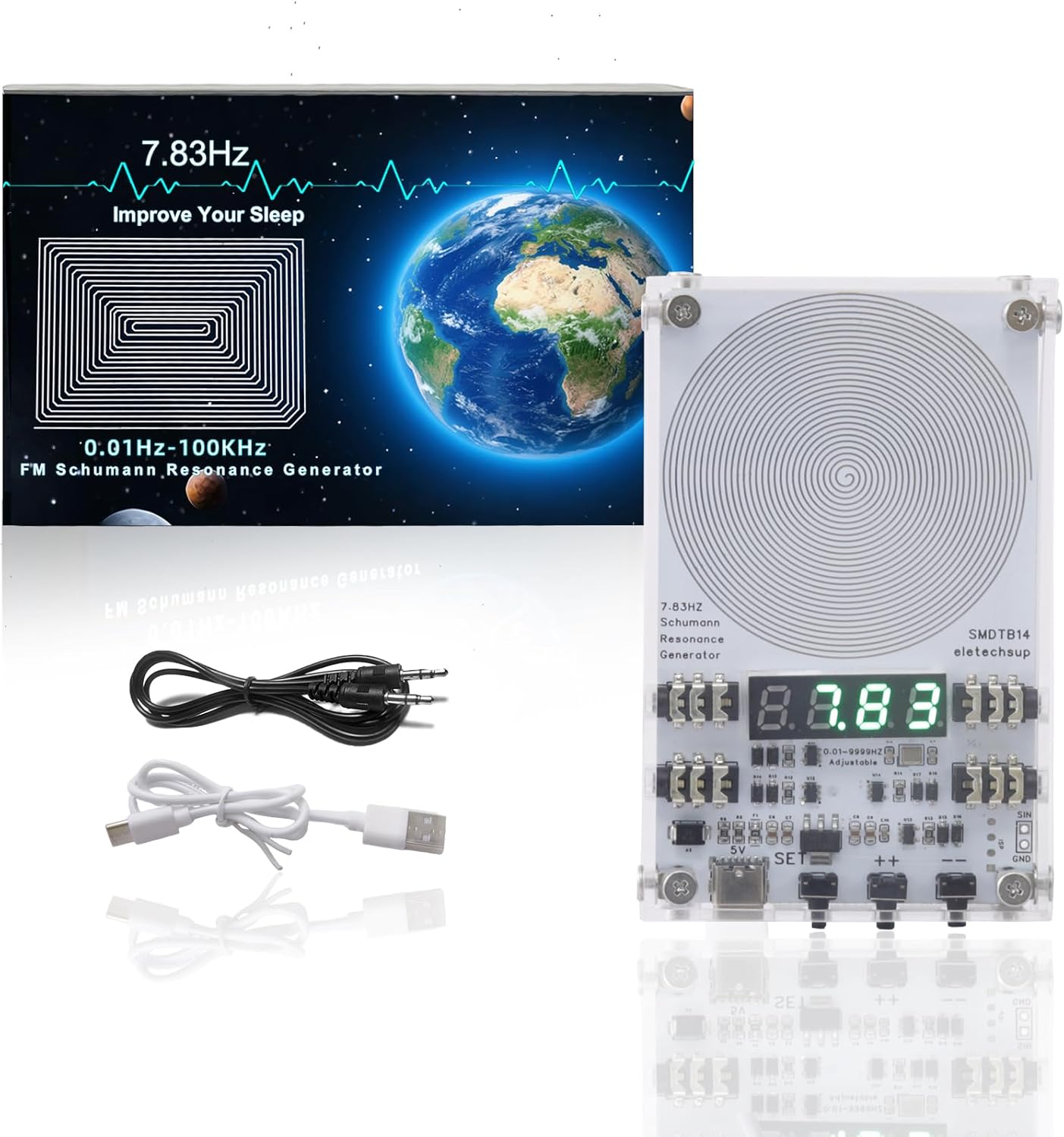7.83Hz Adjustable Schumann Resonance Generator for Stress Relief, Relaxation, Meditation, Yoga | with ABS Case, USB Power Supply