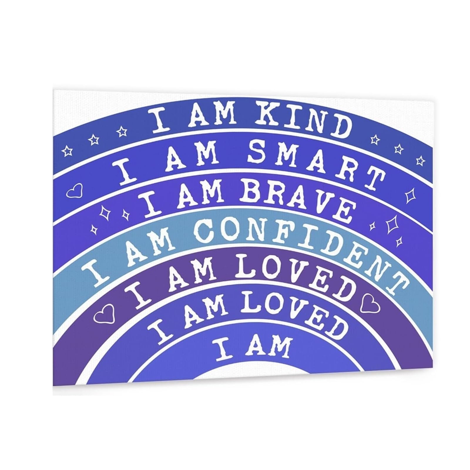 KCDFDVJFBM Affirmations Wall-Art, I Am Kind Brave Smart Boho Rainbow Canvas Print for Nursery, Room, Playroom(Unframed,12x18inch(30x45cm))