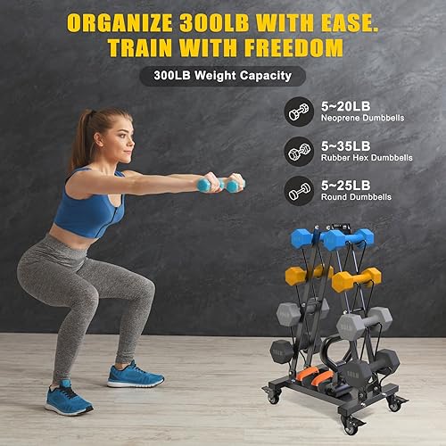 Miniatura 3 de Kipika Soporte multifuncional para mancuernas de 3 niveles, resistente para mancuernas, equipo de gimnasio en casa, adecuado para almacenamiento de