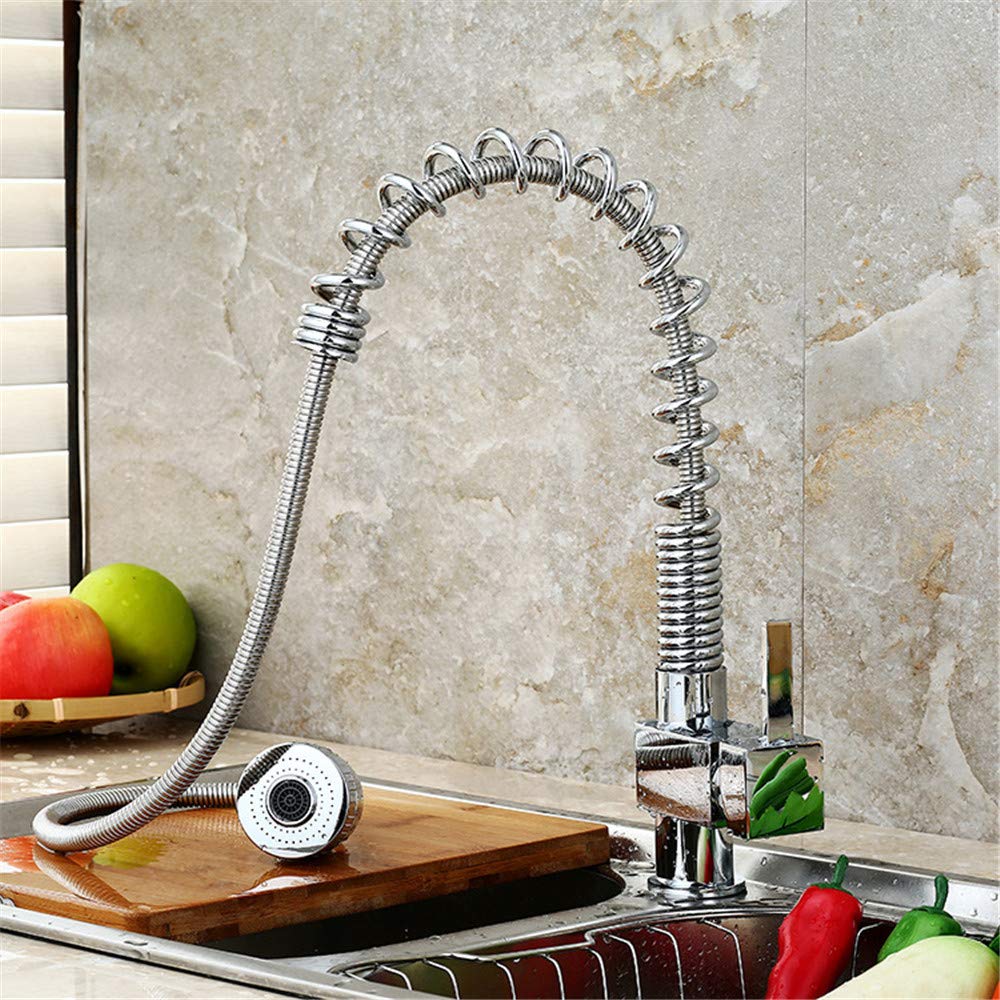Todo Tira De Cobre, Rociador, Grifo De La Cocina, Todo El Cobre Y El Mezclador Caliente Frío, Cocina Grifo Del Fregadero Sola Manija Plaza Cromado Pulido Cinturón Ducha