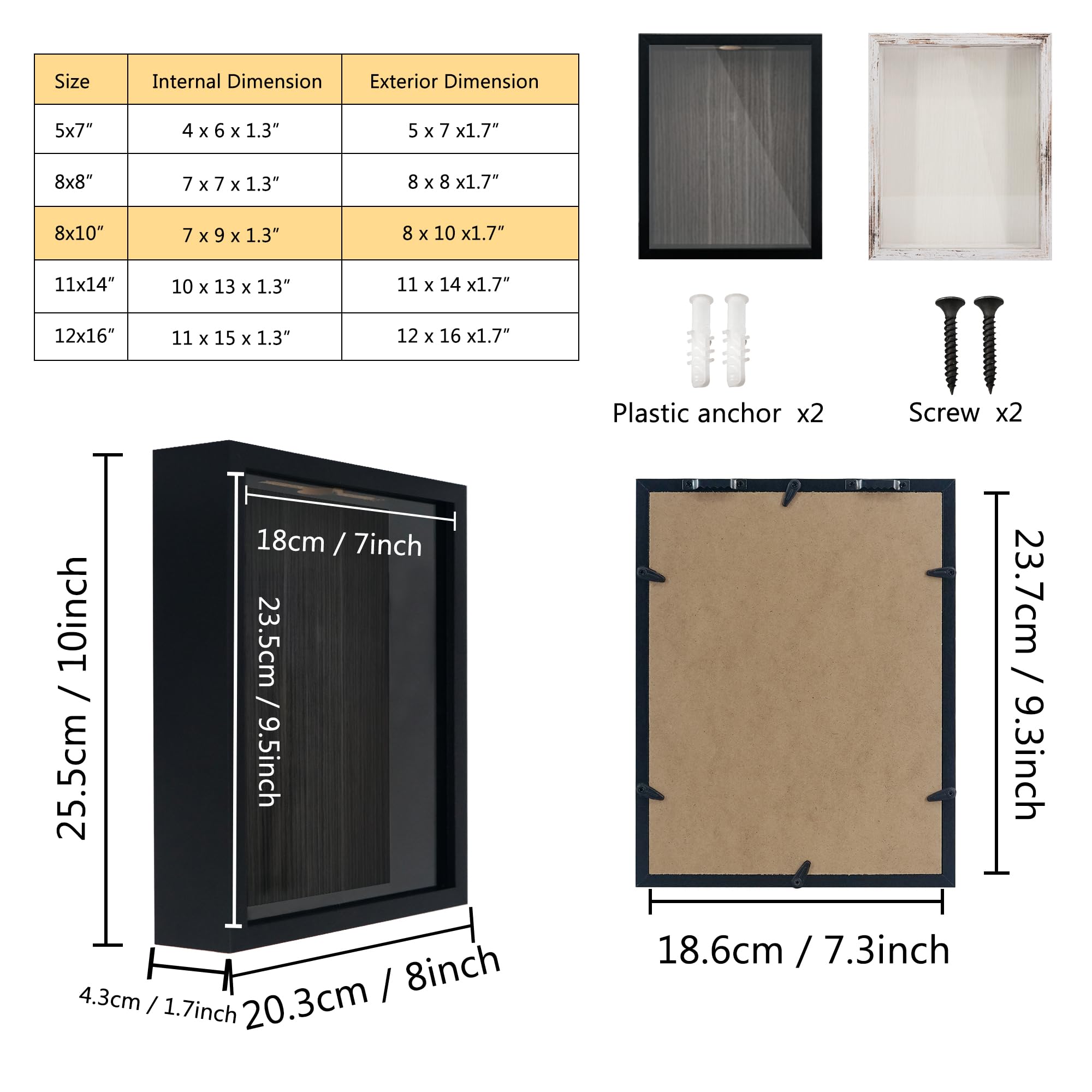 GraduationMall 20x25cm Ticket Shadow box Cornice per Esporre Ricordi e Souvenir,Tappo per Vino,Nero Scatola di Memoria,Cornici per Foto per Oggetti