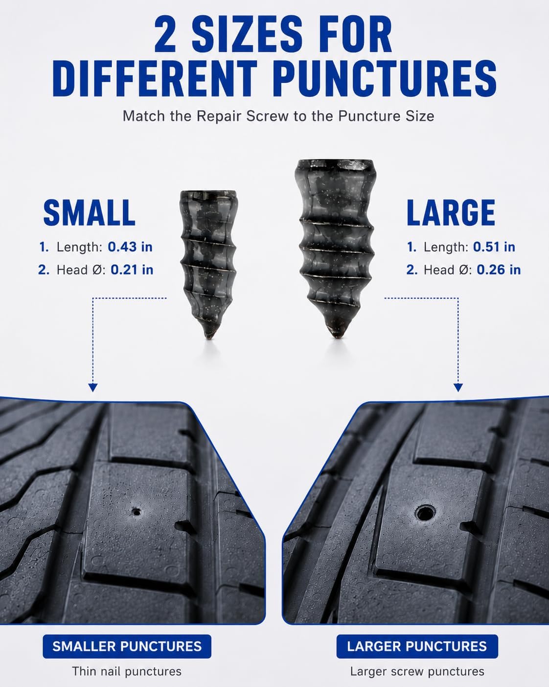64Pcs Tire Repair Rubber Nail,Tire Screw Plugs Fast Self-Sealing Repair Kit image 3