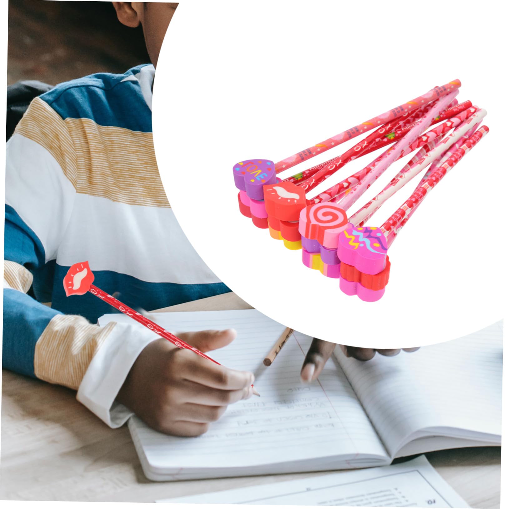 Angoily 60 Pièces Crayons Hb Bois pour Garçon Fille avec Motifs Saint Valentin Crayons Portables et Pratiques pour Dessin et Scolaire