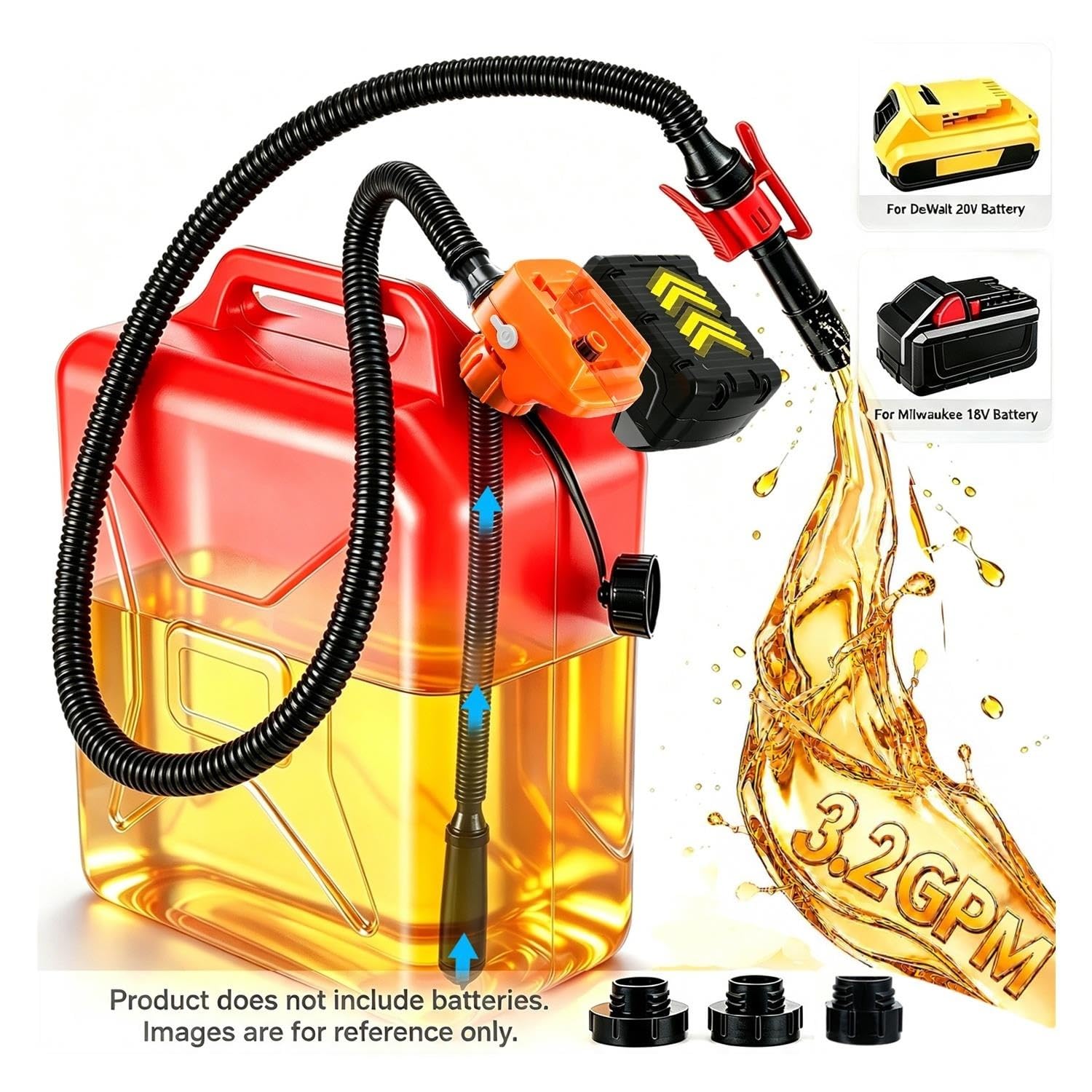 Bomba de Transferencia de Combustible con batería de 3,2 GPM con Apagado automático, Bomba de Aceite portátil for Gas diésel (no Incluye Tambor de Aceite)