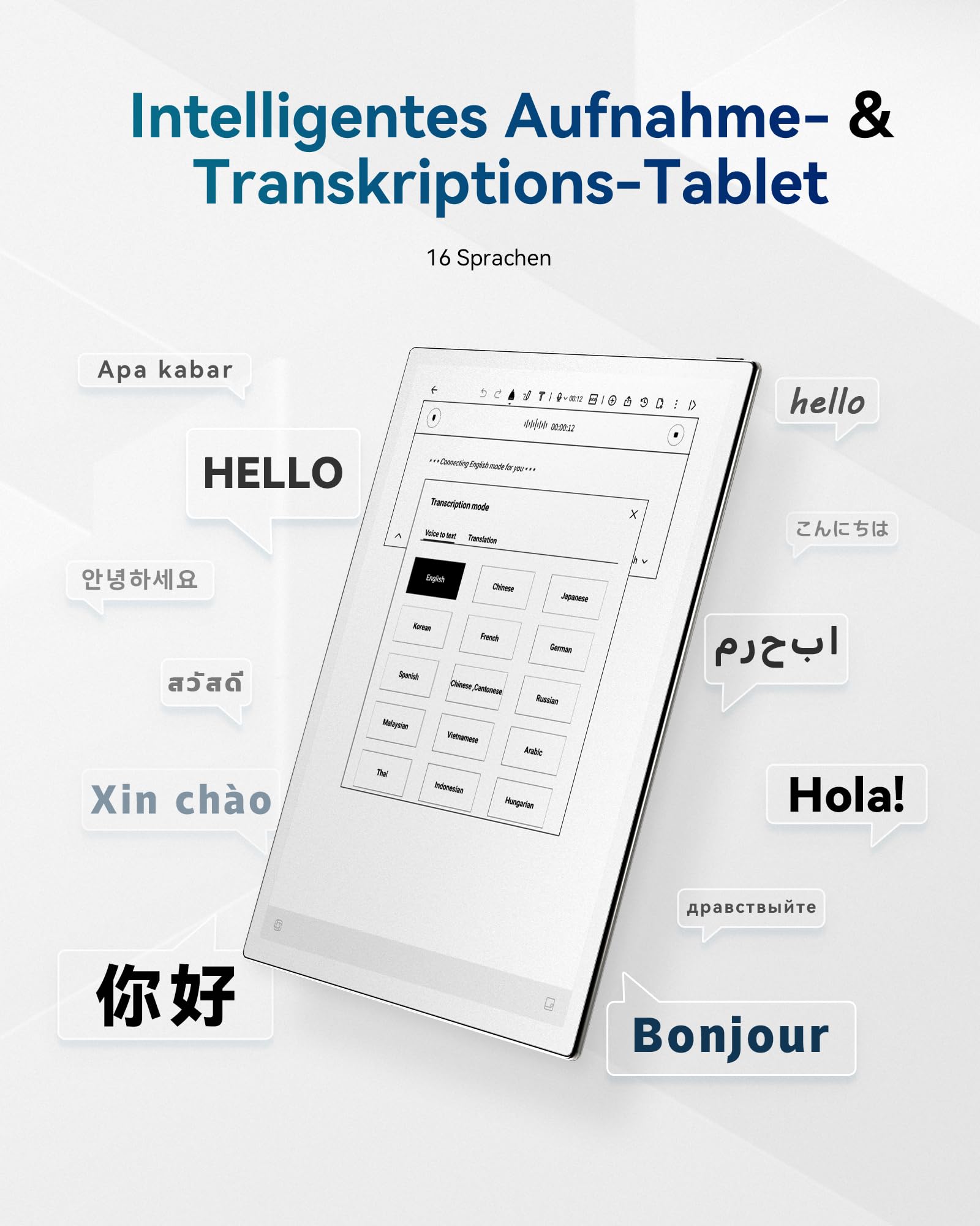 iFLYTEK AINOTE 2 10.65" Paper-Tablet KI-Notiztablett digitales Notizbuch Sprache-zu-Text 16-Sprachen-Transkription Handschrift-zu-Text