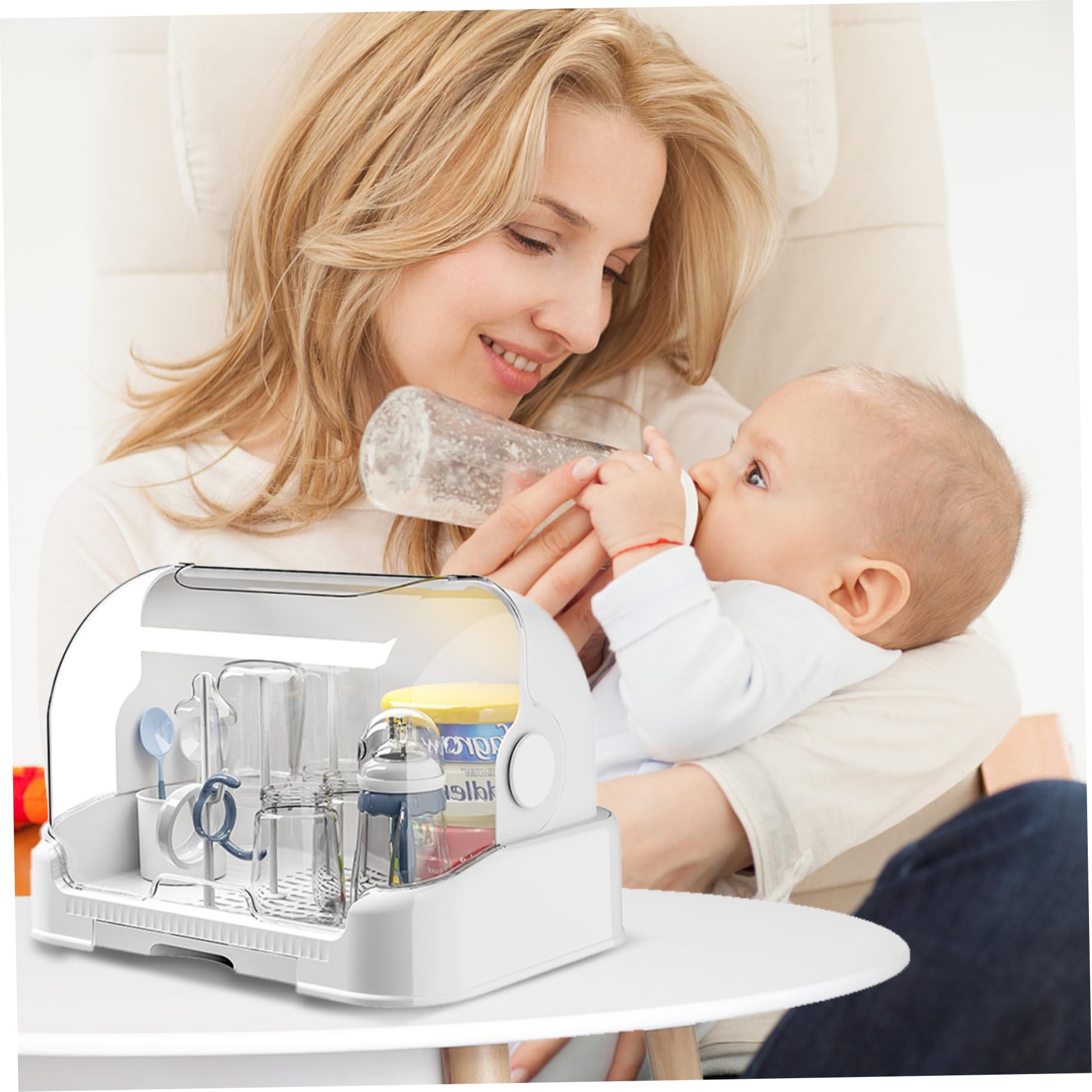 Babyflaschen-Aufbewahrung Großer Babyflaschen-Organizer Mit Abdeckung Und Abnehmbarer Abflussschale Staubdicht Tragbar Babyflaschen-Wäscheständer Babyflaschen-Aufbewahrungs-Organizer Flaschenregal