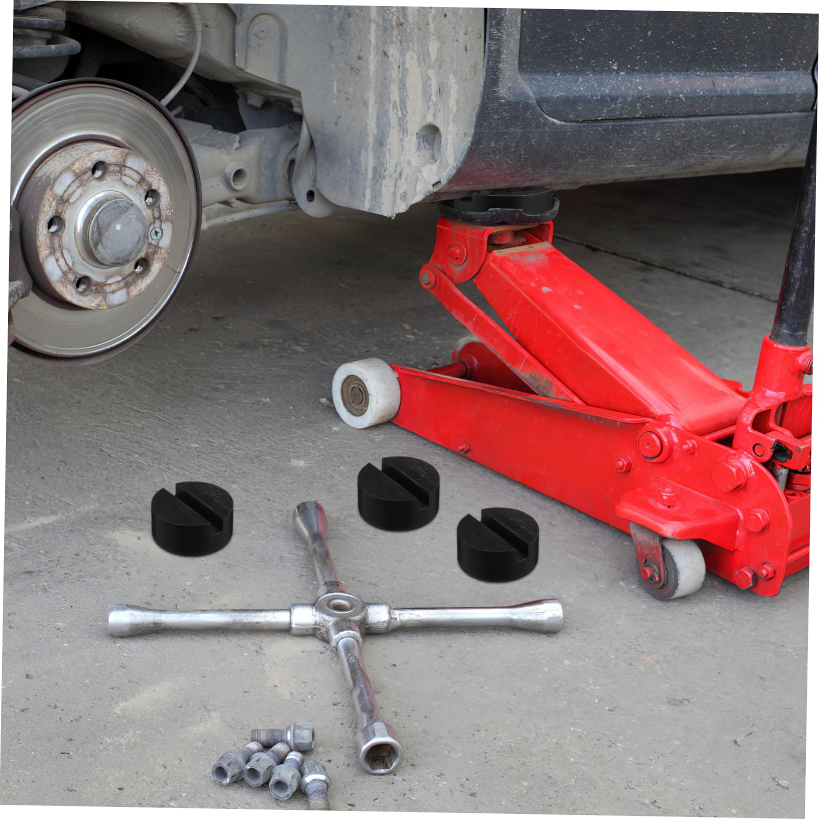 TOPBATHY 3 Set Blocco Di Gomma Veicolo Jack Pad Cavalletto Gomme Cuscinetto Del Martinetto Del Carrello Tampone Di Saldatura Per Presa Per Cric Per Auto Gomma Da Cancellare Nero 4 Pezzi * 3
