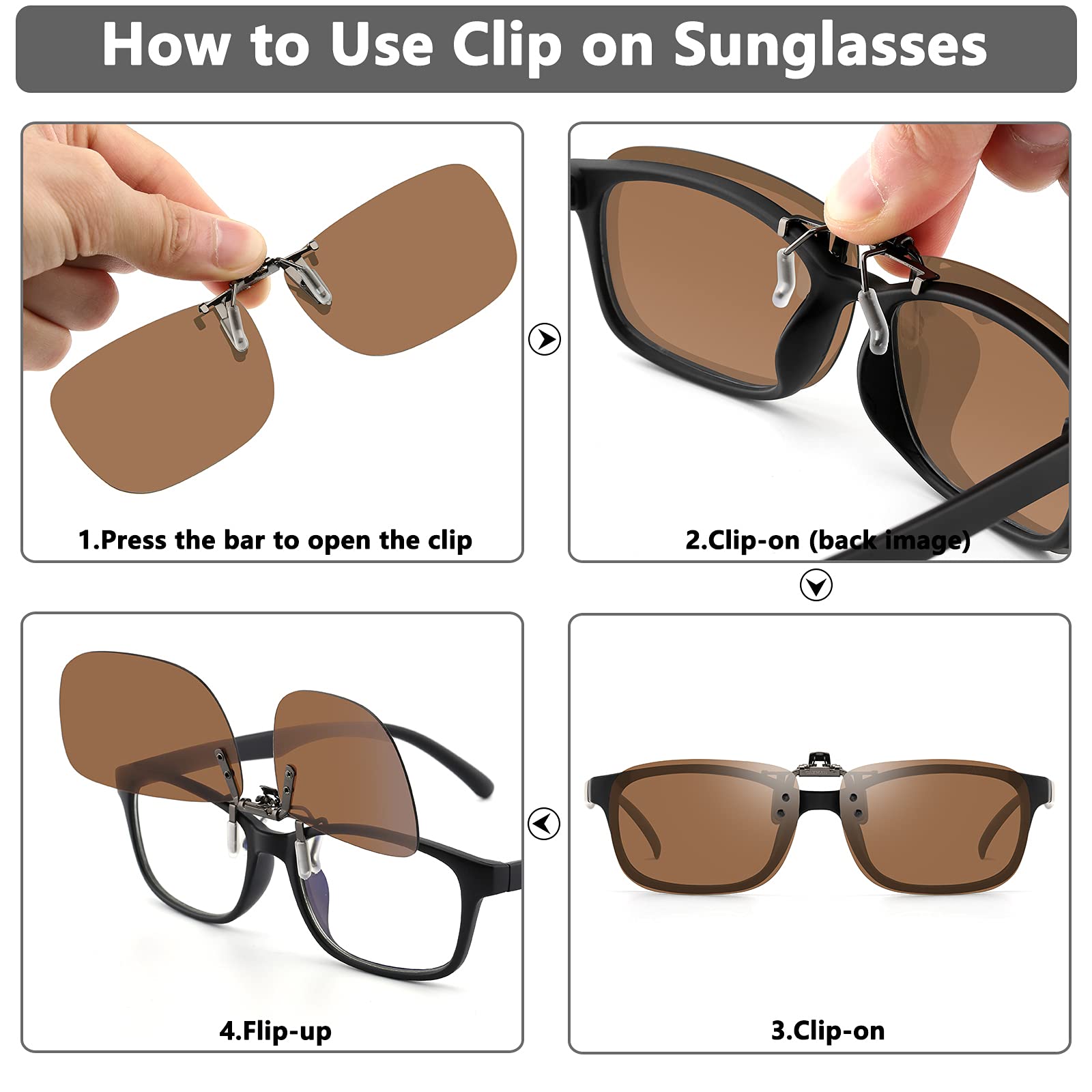CAXMAN Polarisierte Sonnenbrillen mit Clip für Männer und Frauen, UV-Schutz
