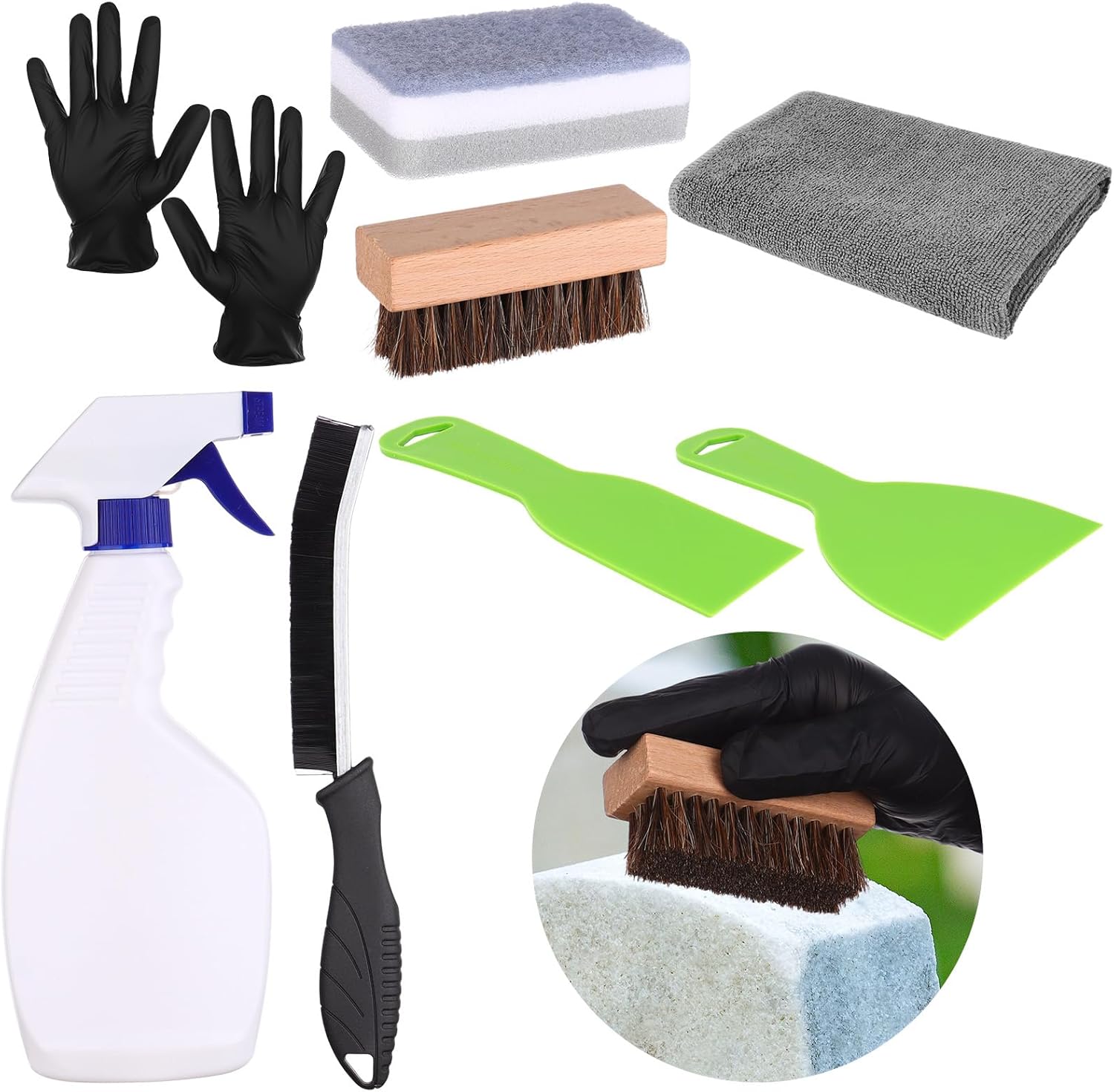 Kit de 13 piezas para limpieza de lápidas con atomizador
