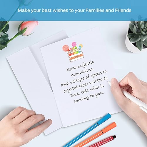 Miniatura 7 de Paquete de 200 tarjetas y sobres blancos en blanco, cartulina plegada pesada Ohuhu de 4.25 x 5.5 y sobres A2 para tarjetas de felicitación de