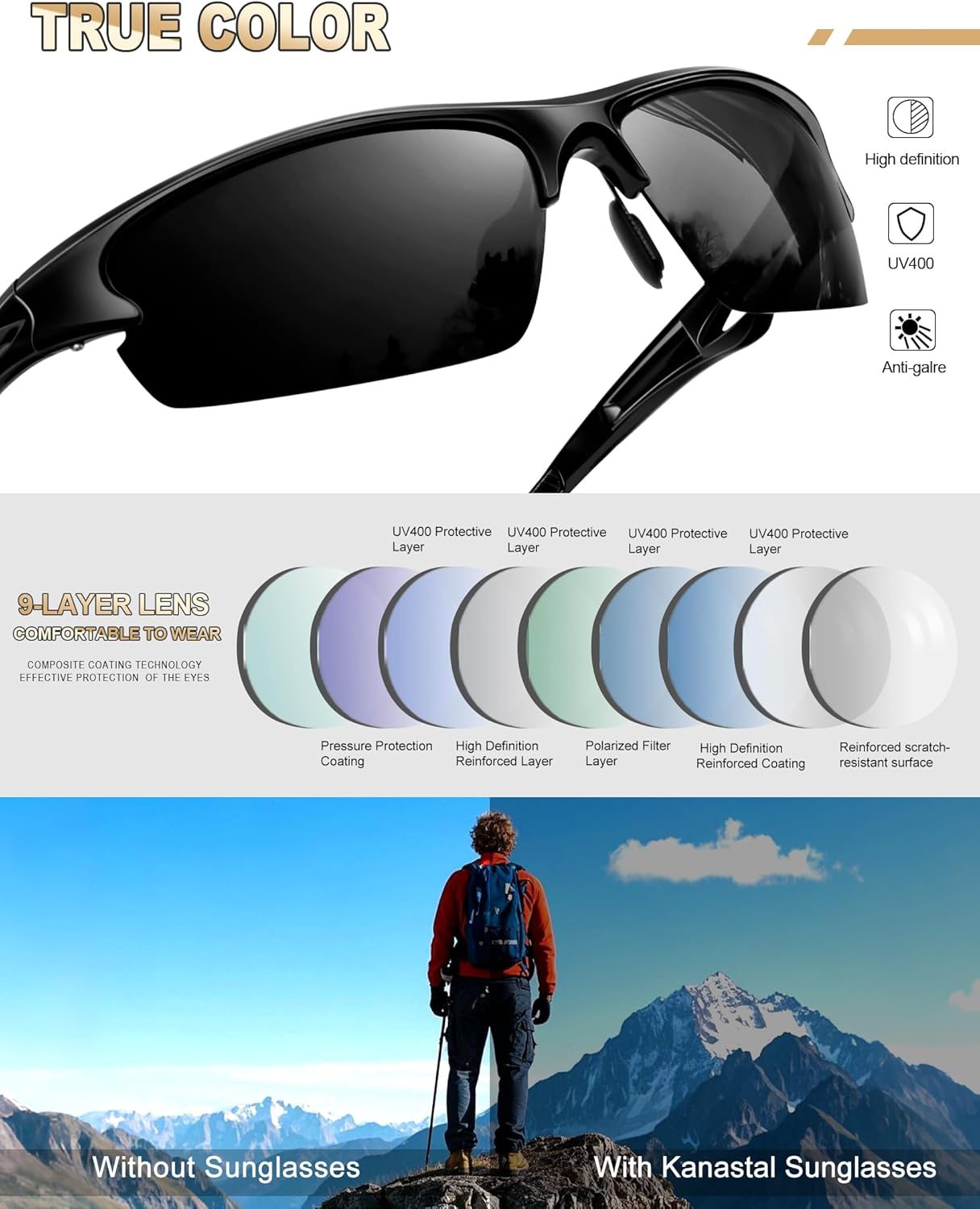 KANASTAL Sports Sunglasses Men Women Polarized Running Sunglasses UV400 Cycling Motorcycle Fishing Sun Glasses Half Frame - Image 6