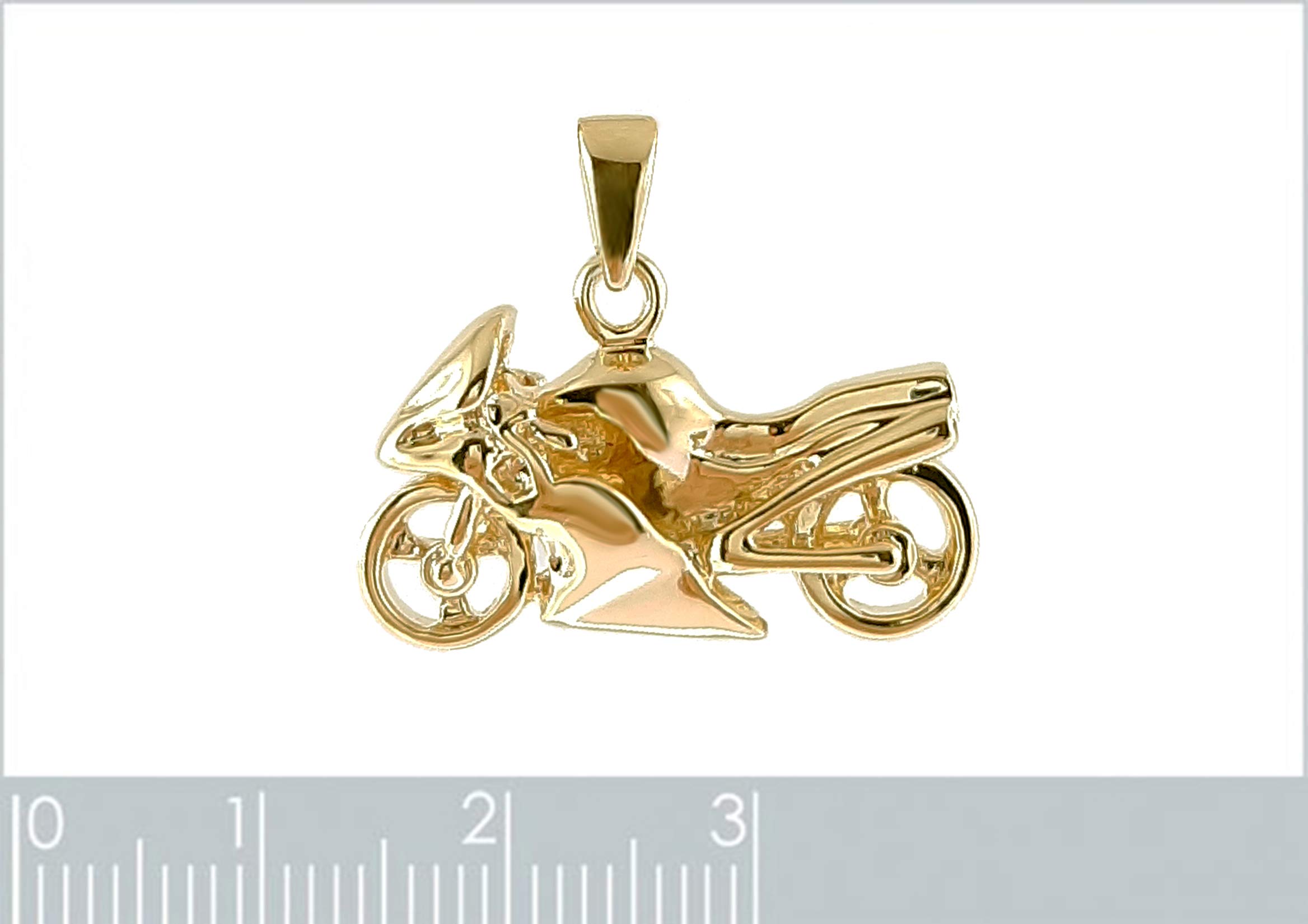 Pendentif Moto de course Plaqué Or 750/000 - Neuf