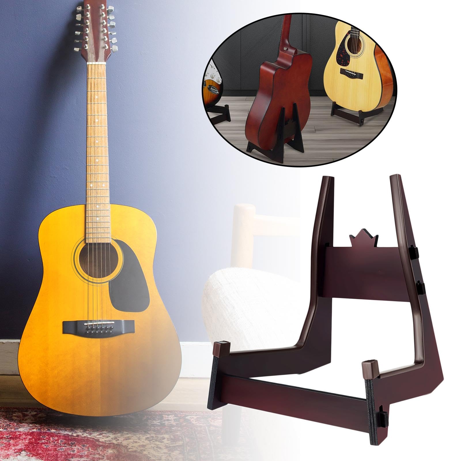 F Fityle Support de guitare électrique, Support de violoncelle, Support de violoncelle en bois amovible, avec protection en caoutchouc pour instrument de