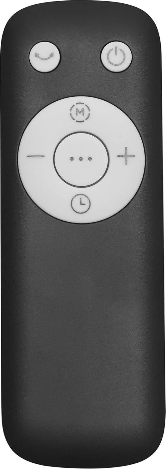 The remote control for the Ströme Gliding Grille Bladeless 2-in-1 Tower Fan and Air Purifier
