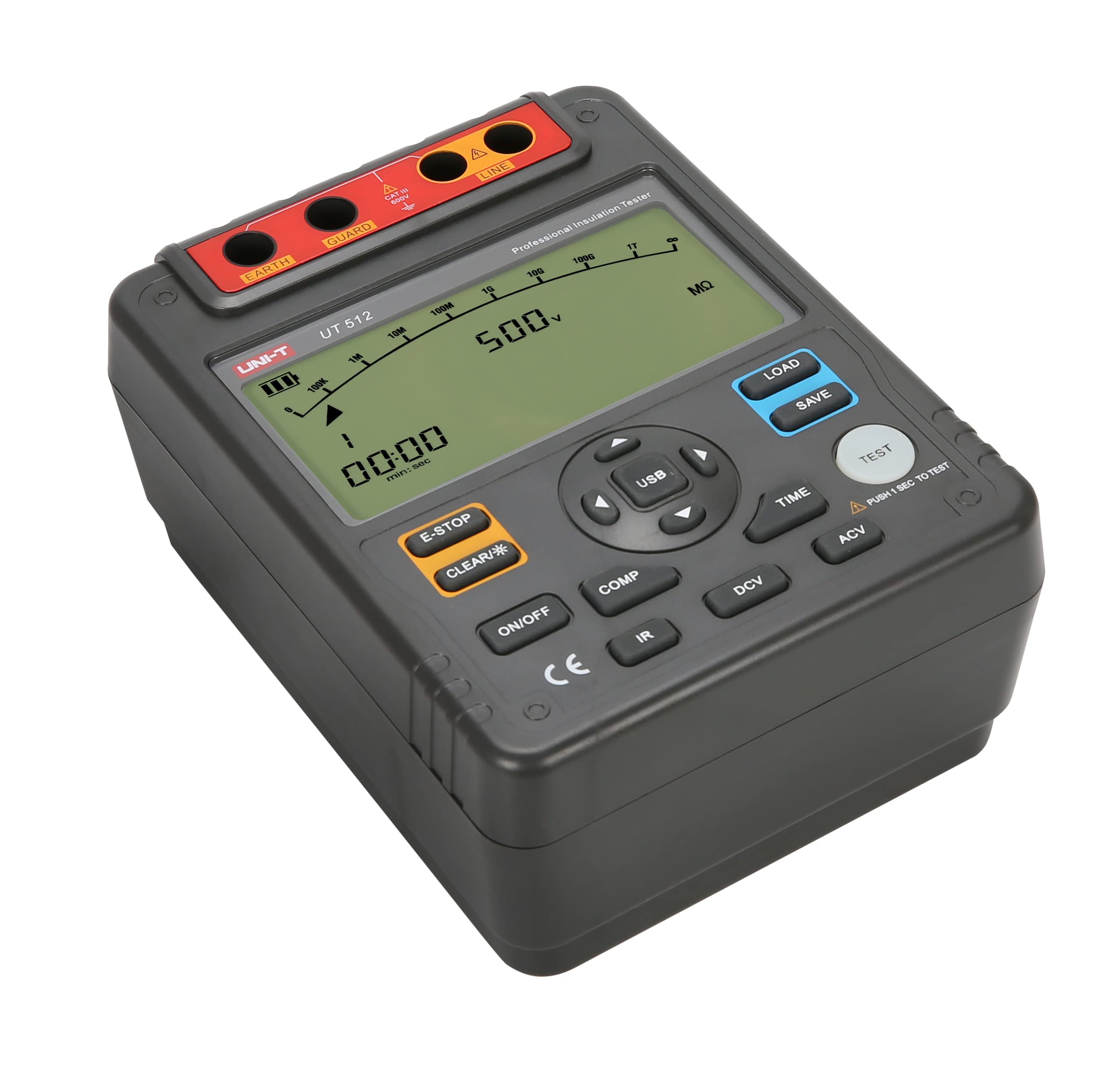 UNI-T UT512 Isolationswiderstandstester, 500 V, 2500 V, 9999 Anzeige PI/DAR-Messungen, Vergleich, obere und untere Grenzwerte