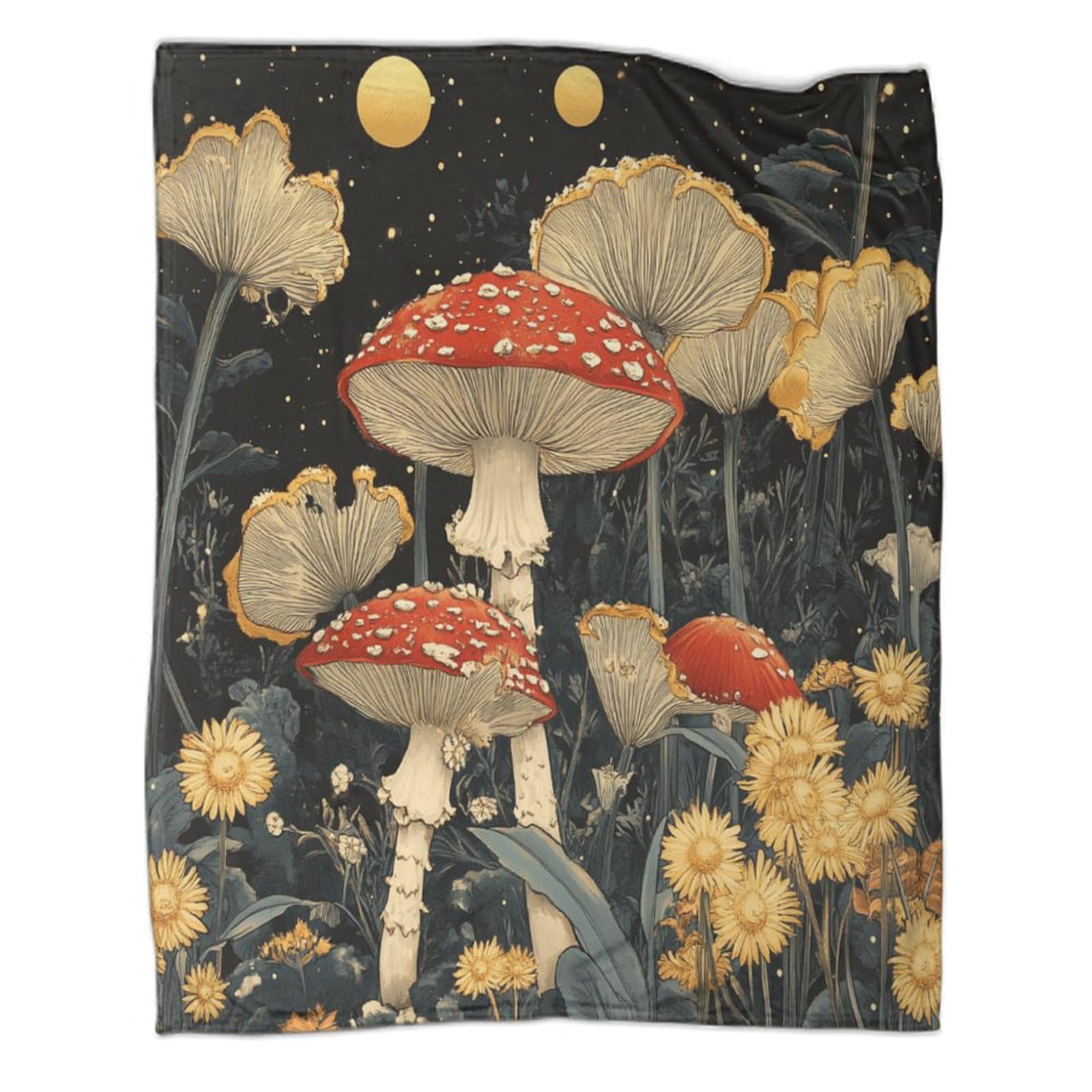 Kaiyun Style-14 Japanese Art Blanket,Soft,Comfortable And Warm,3D Mushrooms And Dandelions Pattern,Suitable For Home And Camping,50X60inch(127X152cm)