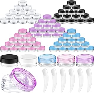500 Pieces 3g Sample Containers with Lids Small Sample Jars Empty Lip Balm Containers and 50 Pieces Mini Cosmetic Spatula for Make Up Oils Lotion Paint