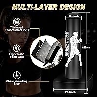 Vista 3 de Punching Bag for Adults, 70" Boxing Bag with Stand, Freestanding Heavy Bag with Boxing Gloves, Reflex Ball Set, Kickboxing Bag Training Equipment