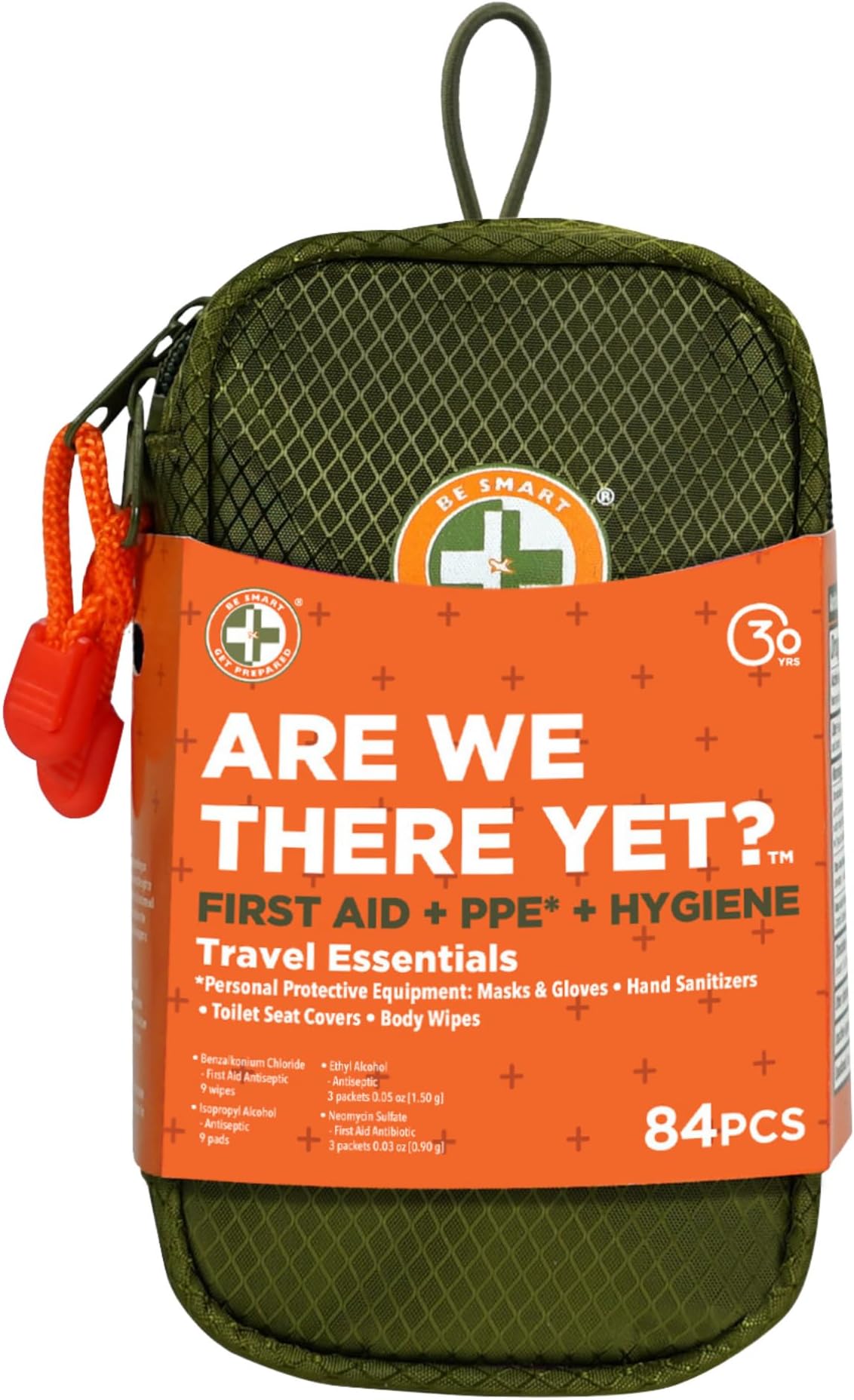Be Smart Get Prepared Are We There Yet Travel Essentials - 84 Pieces - PPE, Camping, Hiking, Fishing, Boating & Travel - Compact & Portable