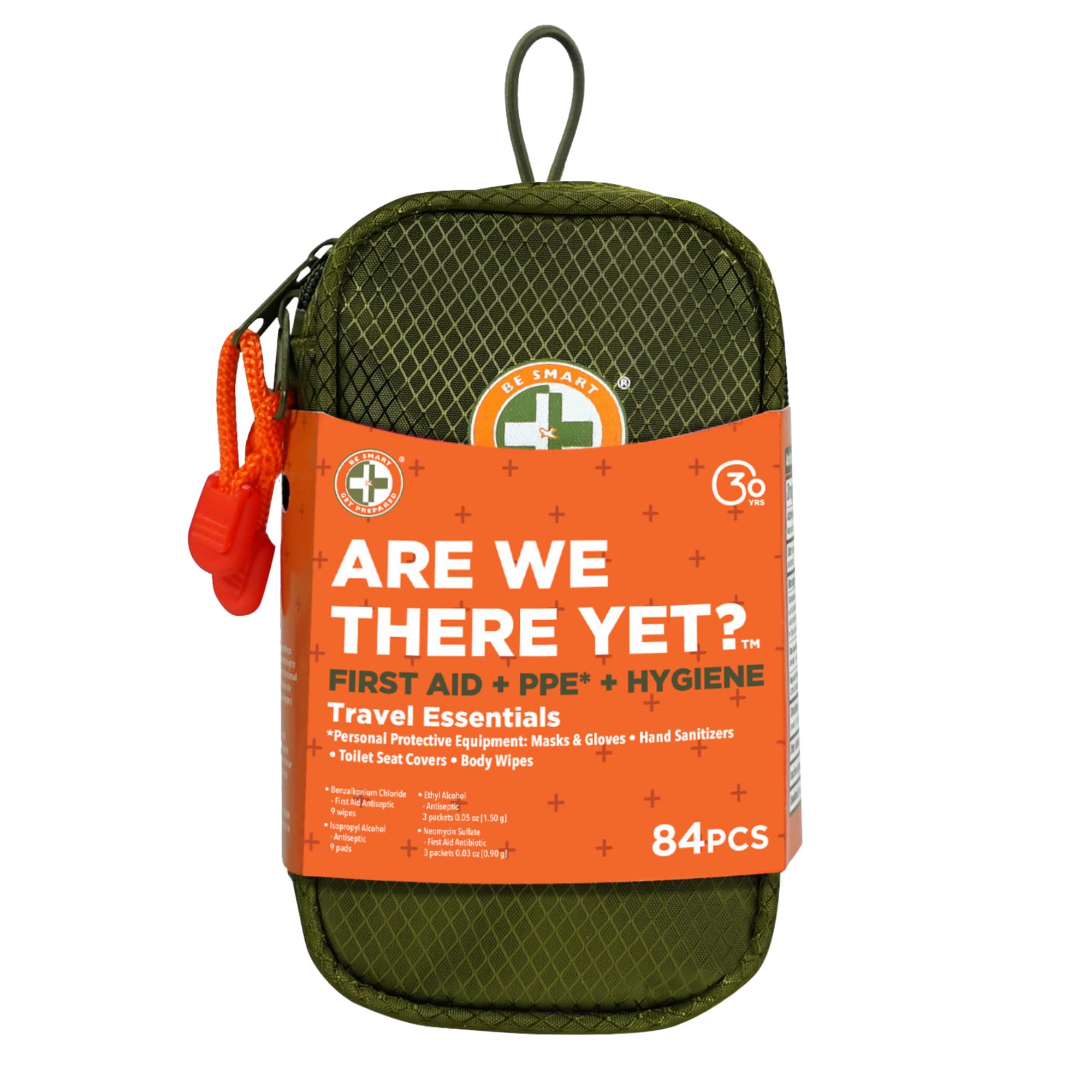 Be Smart Get Prepared Are We There Yet Travel Essentials - 84 Pieces - PPE, Camping, Hiking, Fishing, Boating & Travel - Compact & Portable