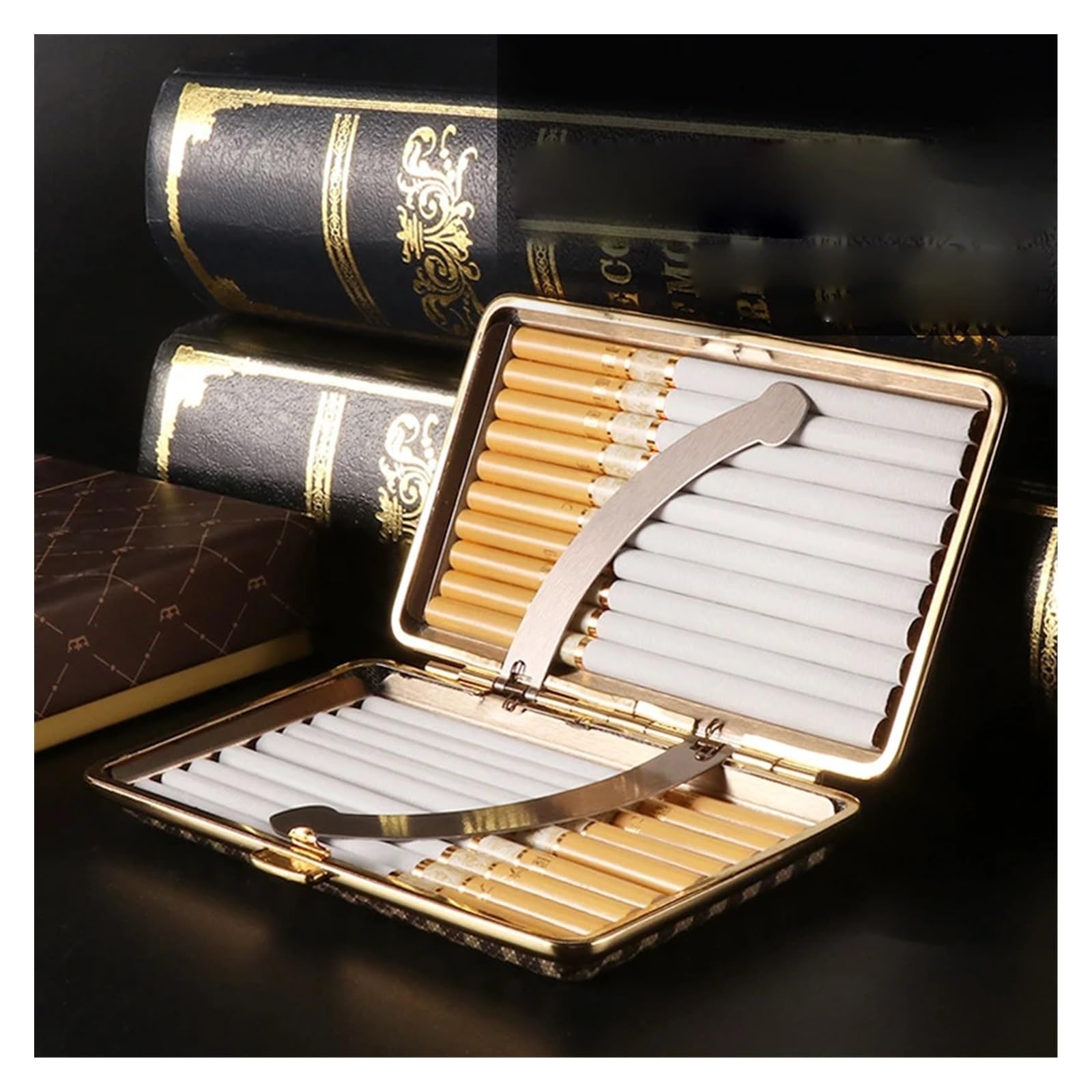 ELGADO Portasigarette Sottile Allungato retrò Materiale in Pelle Diviso Accessori for Sigarette Anti-Pressione Resistenti all'Usura