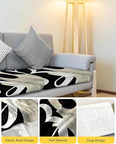 Miniatura 4 de Fundas de cojín para sofá de Halloween, lavables, espeluznantes fantasmas de terror, color negro y blanco, extraíbles y elásticas, fundas para sofá