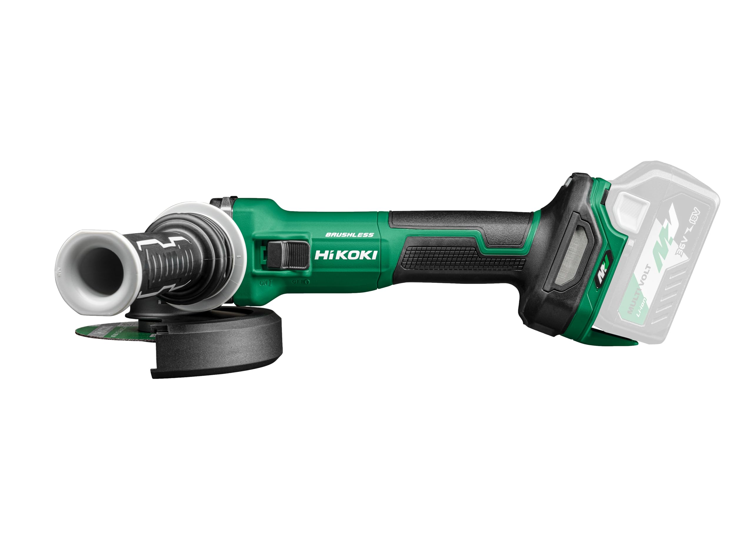 HIKOKI Akku Winkelschleifer G3613DVE (36V, Brushless Motor, Schleifscheiben Ø: 125 mm, Antriebsspindel: M14, Leerlaufdrehzahl: 3200-10000 min-1) Plus Zubehör, OHNE Akku, Ladegerät und Transportkoffer.