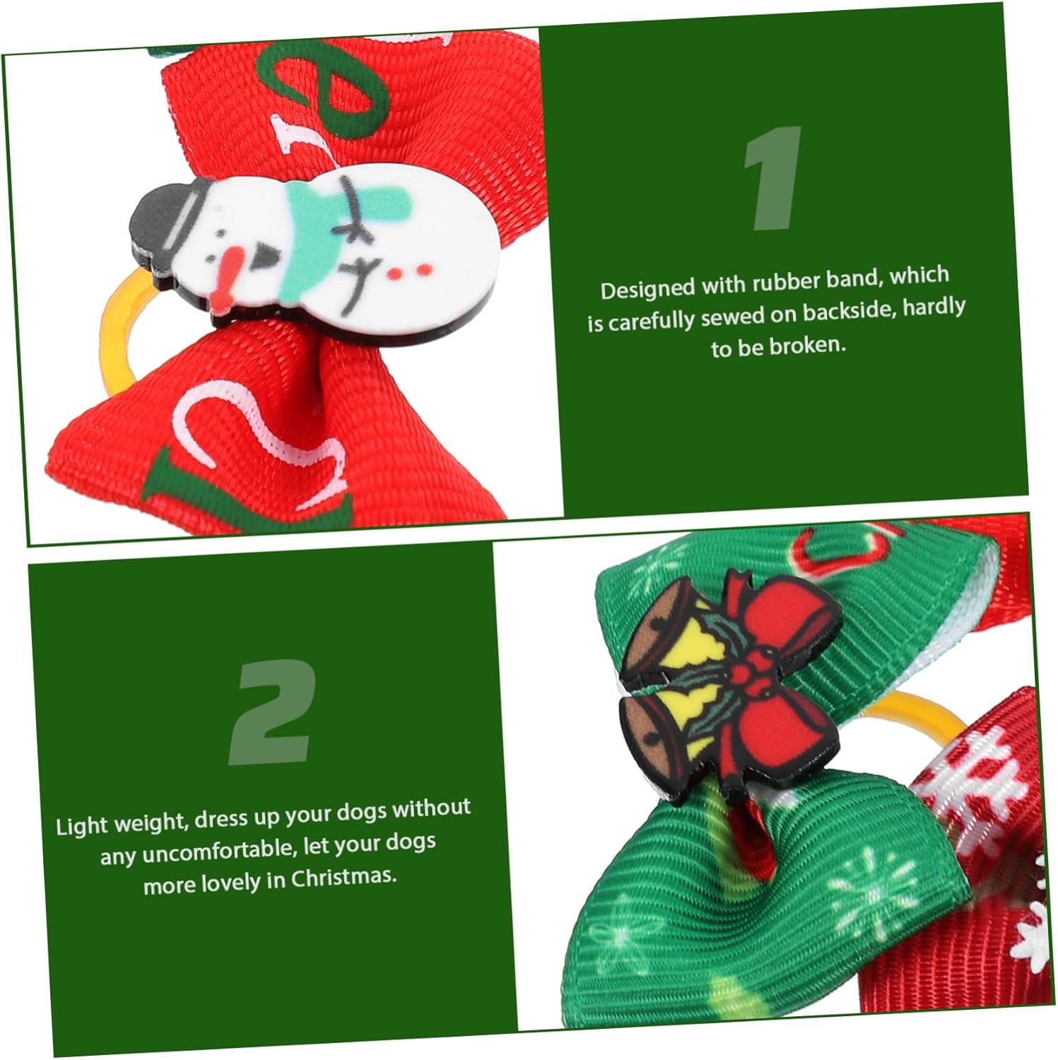 Christmas Pet Hair Ties 50 Pieces with Elastic Band Dog Hair Bows Small Holiday Accessories for Dogs and Puppies Random Design 9