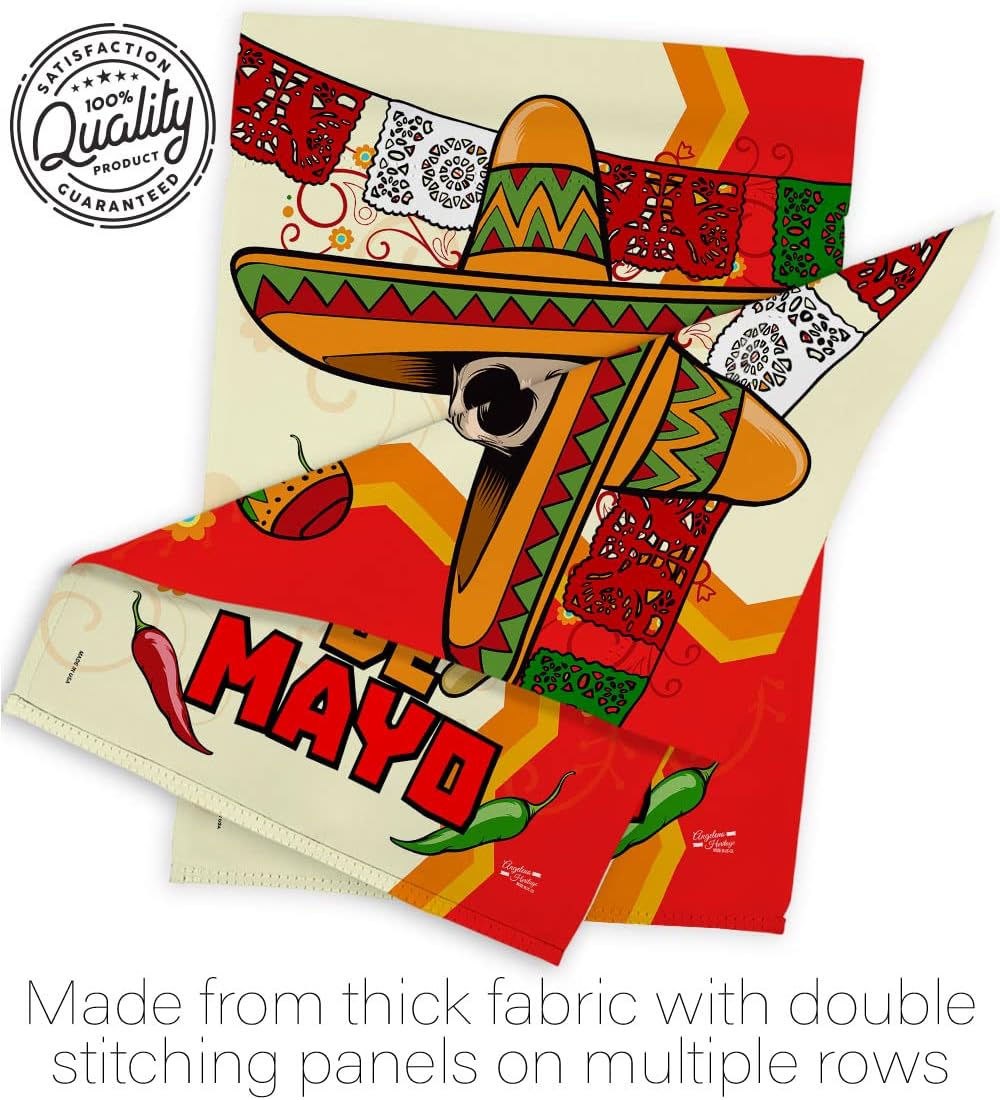 Calavera Cinco de Mayo House Flag - Summer Party Cactus Pinata Sombrero Mexican Fiesta Outdoor - Decoration Banner Small Garden Yard Gift Double-Sided Made in USA 28 X 40