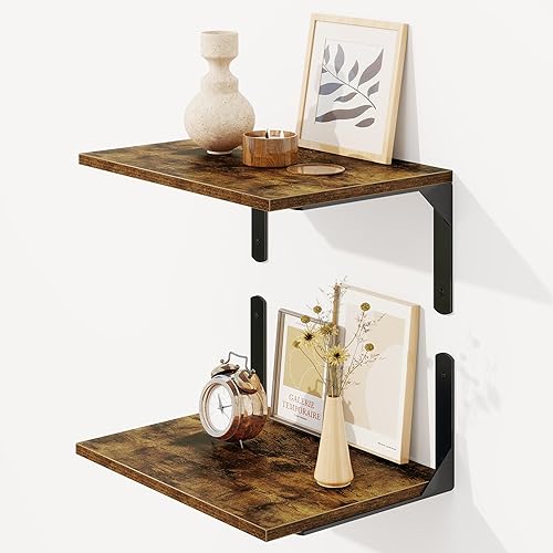 Miniatura 62 de Fun Memories Estantes flotantes profundos para pared, estantes flotantes negros de 12 pulgadas de profundidad, juego de 2, estantes de pared de 16