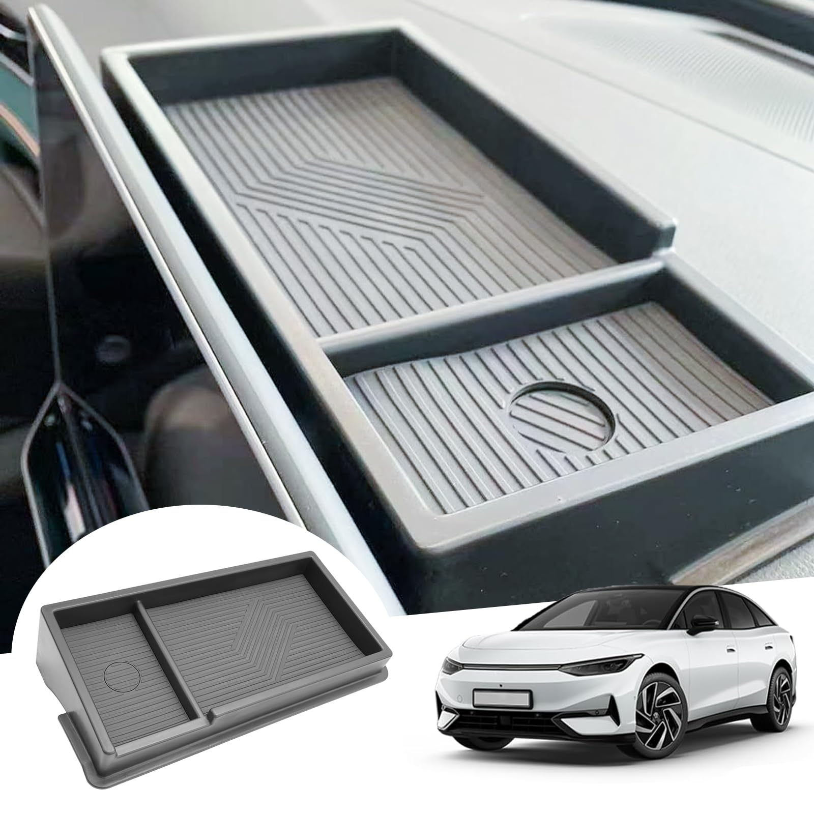 GAFAT Kompatibel mit VW ID.7 2024 2025 2026 15" Mittelkonsole Aufbewahrungsbox, Hinter dem Bildschirm Ablagen Organizer Tray für ID7 Tourer 15 Zoll Discover Pro Max