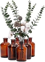 Farmlyn Creek 6 Pack Small Glass Vases for Centerpieces, Amber 7.5 oz Propagation Jars for Flowers, Table Centerpieces, Apothecary, Home Decor (2.8 x 5 in)