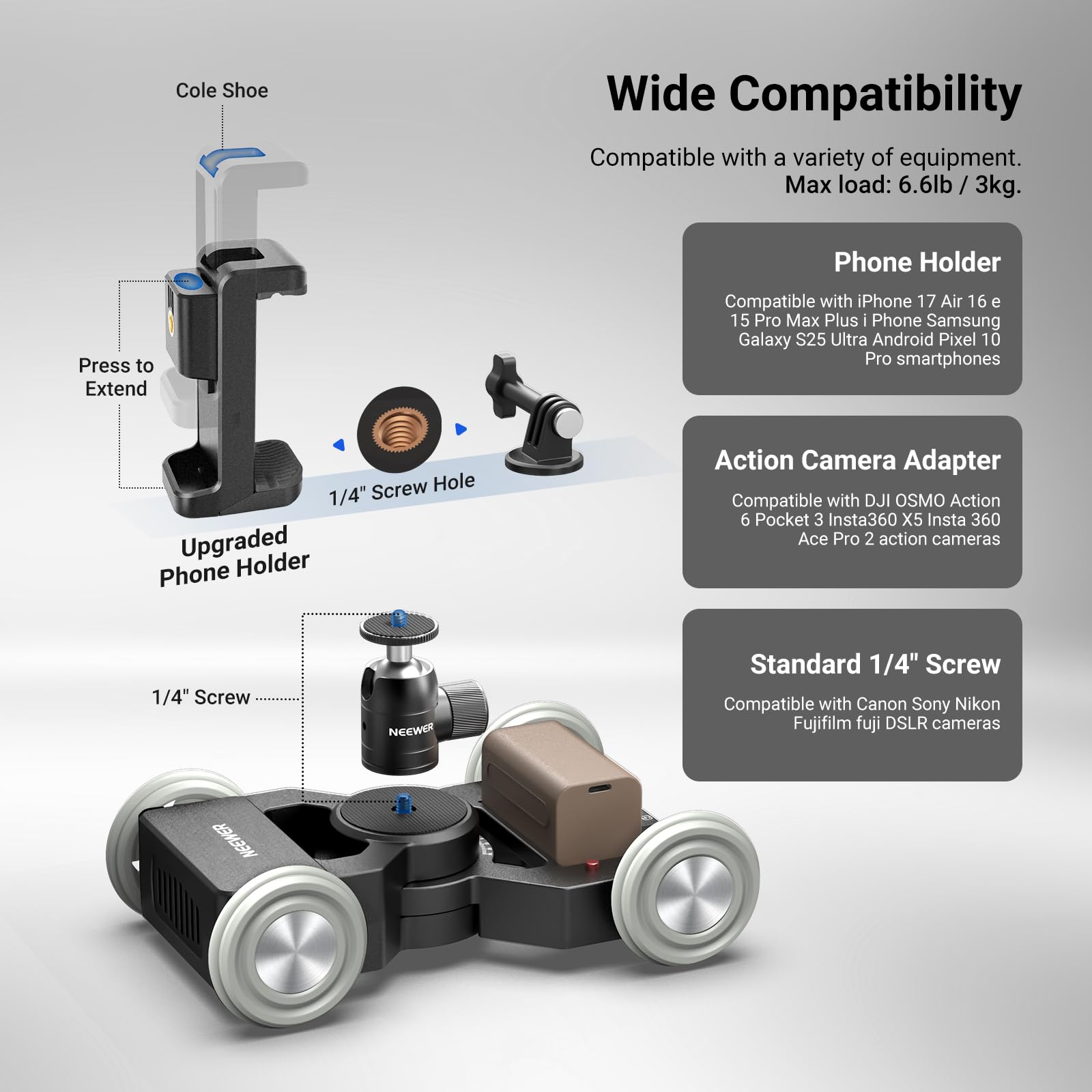 NEEWER DL400 Slider Motorisé Amélioré avec Contrôle par Application