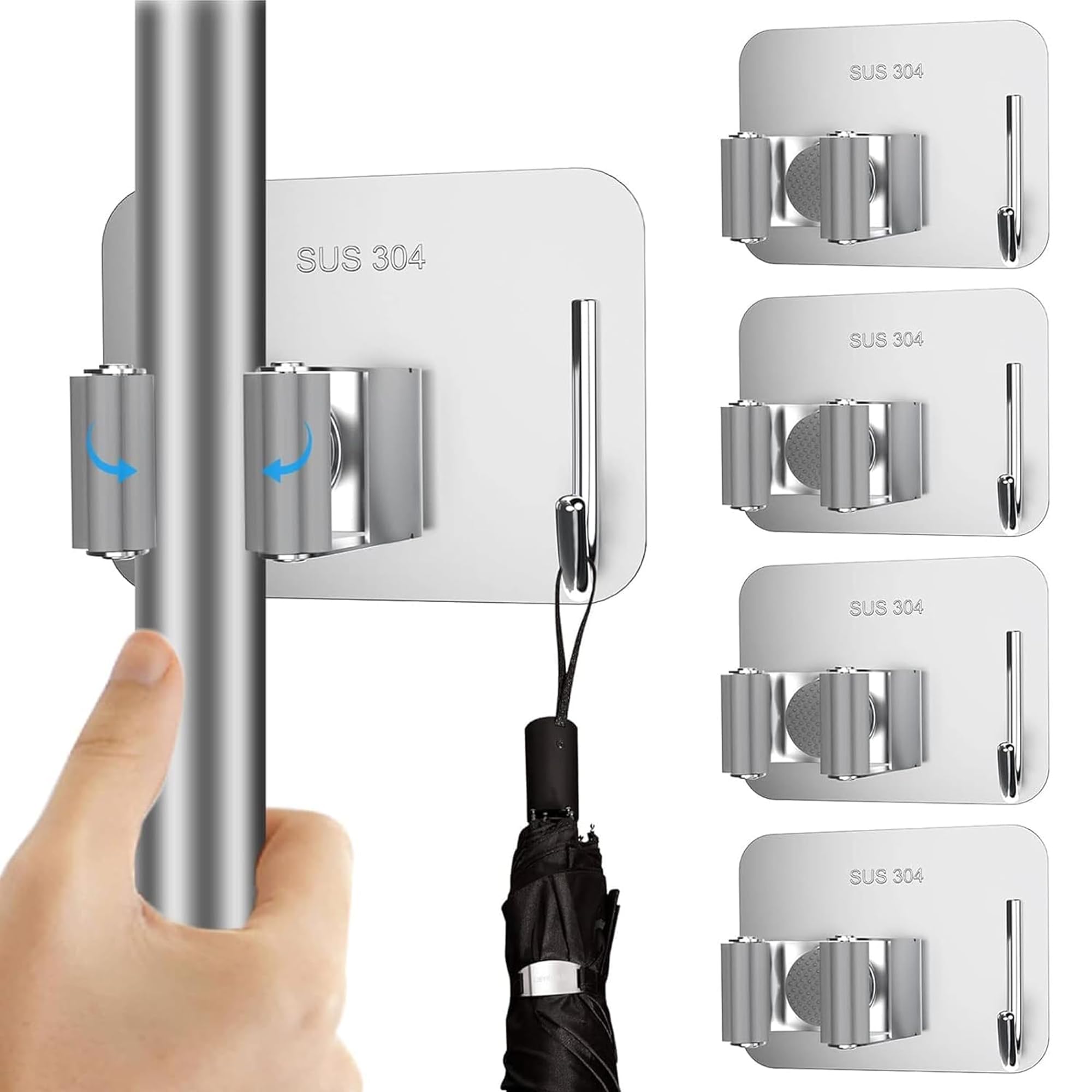 Sulfar Broom and Mop Holder, Pack of 4 Broom Gripper Holds Self Adhesive Reusable No Drilling Super Anti-Slip, Wall Mounted Storage Rack Storage & Organization Your Home, Kitchen Wardrobe (B0BZCR6HMV) Amazon Price History, Amazon Price Tracker