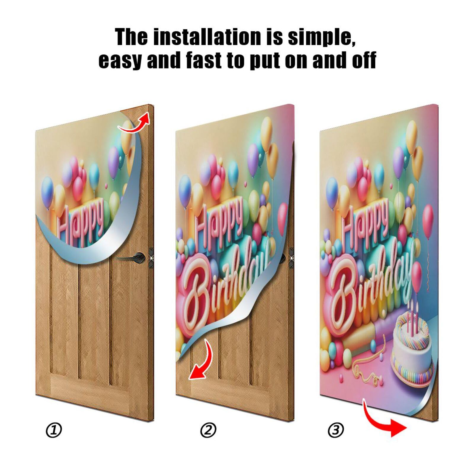 FLildon Birthday Balloons Theme Door Cover Decoration, Party Accessory Porch Decor for Festive Ornament Room Door Covers 32 x 79 Inch