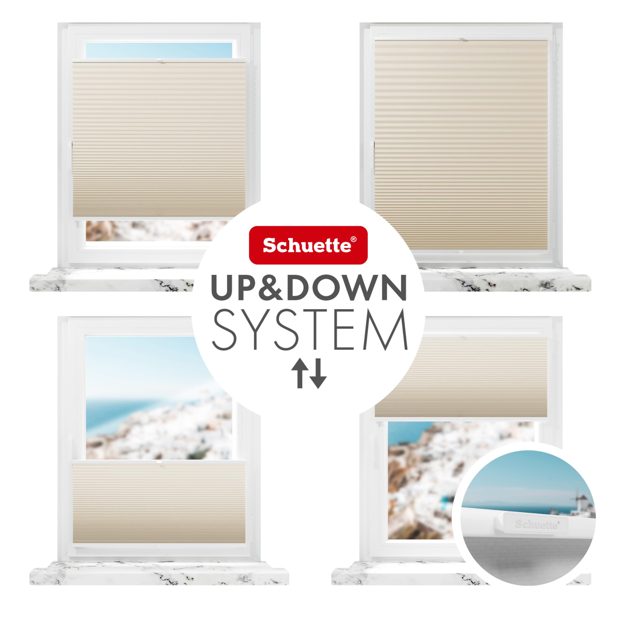 Schuette® Wabenplissee ohne Bohren ● Blackout x Honey ● The Dune (Beige) ● 60x120cm (Breite x Höhe) ● Suprafix Klemmhalter X ● 60 Sekunden Montage
