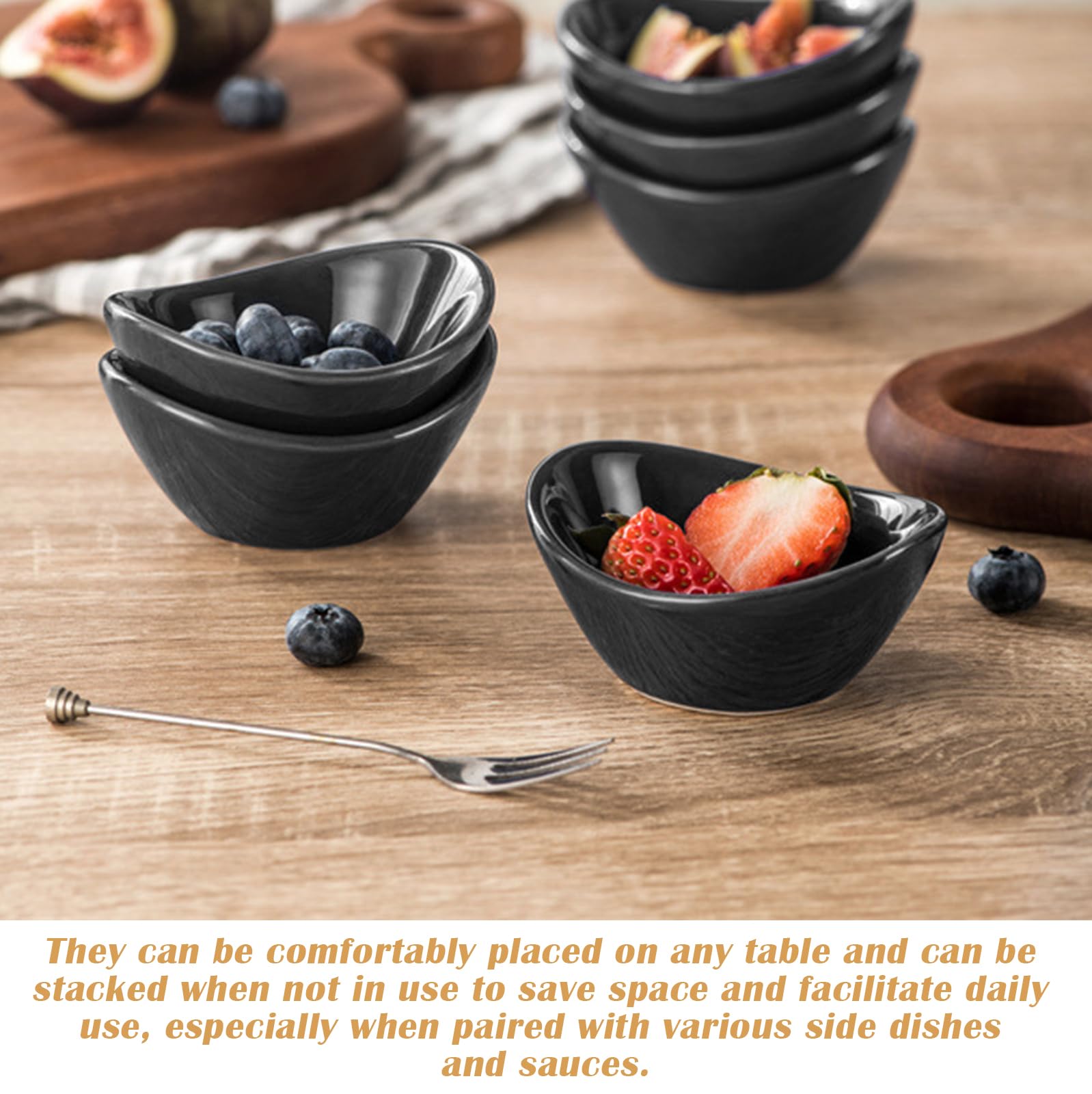 Spetebo Keramische dip schaaltjes, zwart mat, set van 6