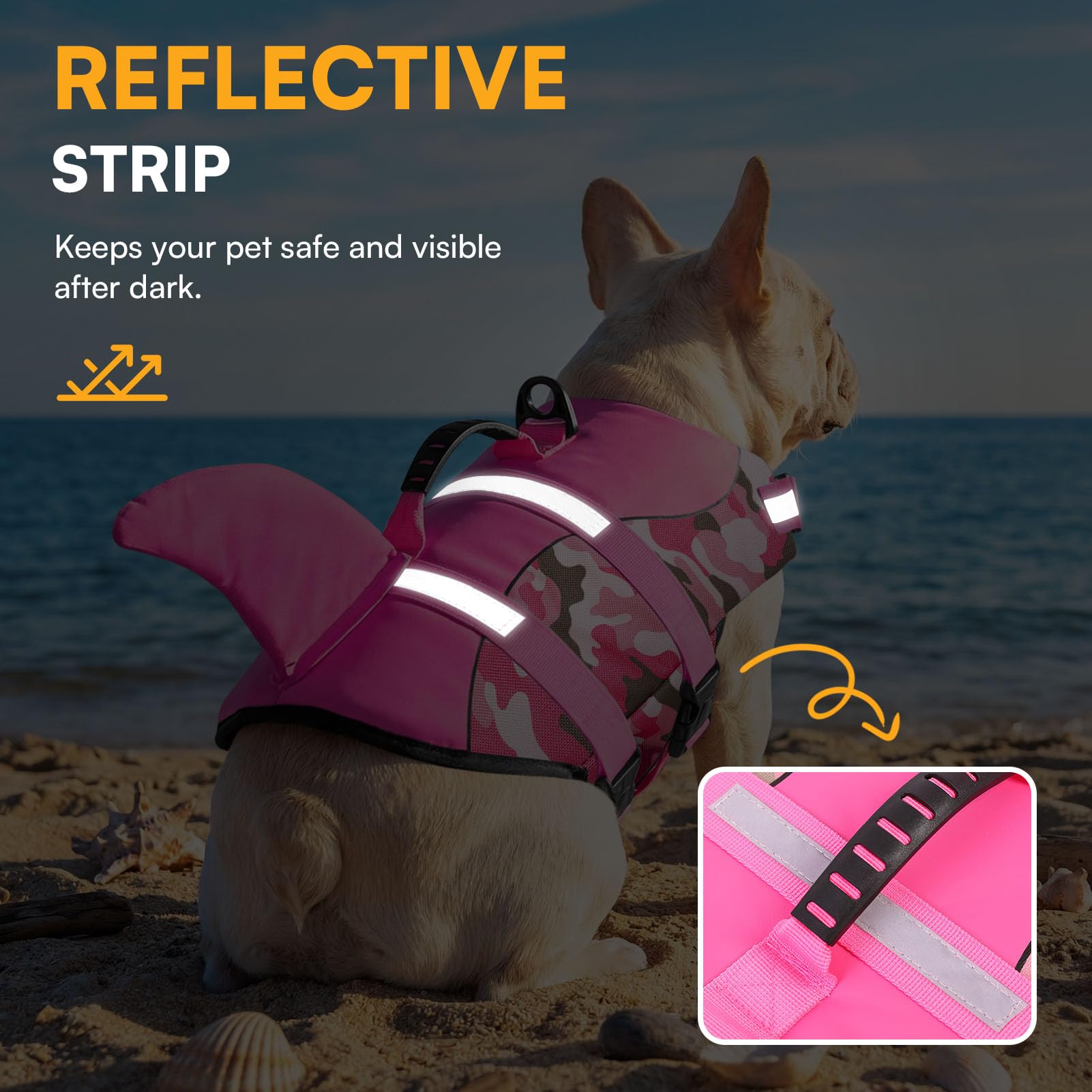 Queenmore Chaleco Salvavidas para Perro, Chaleco de Seguridad antidesgarro, Ajustable, con Alta flotabilidad y Mango de Rescate Duradero, para Perros pequeños, medianos y Grandes