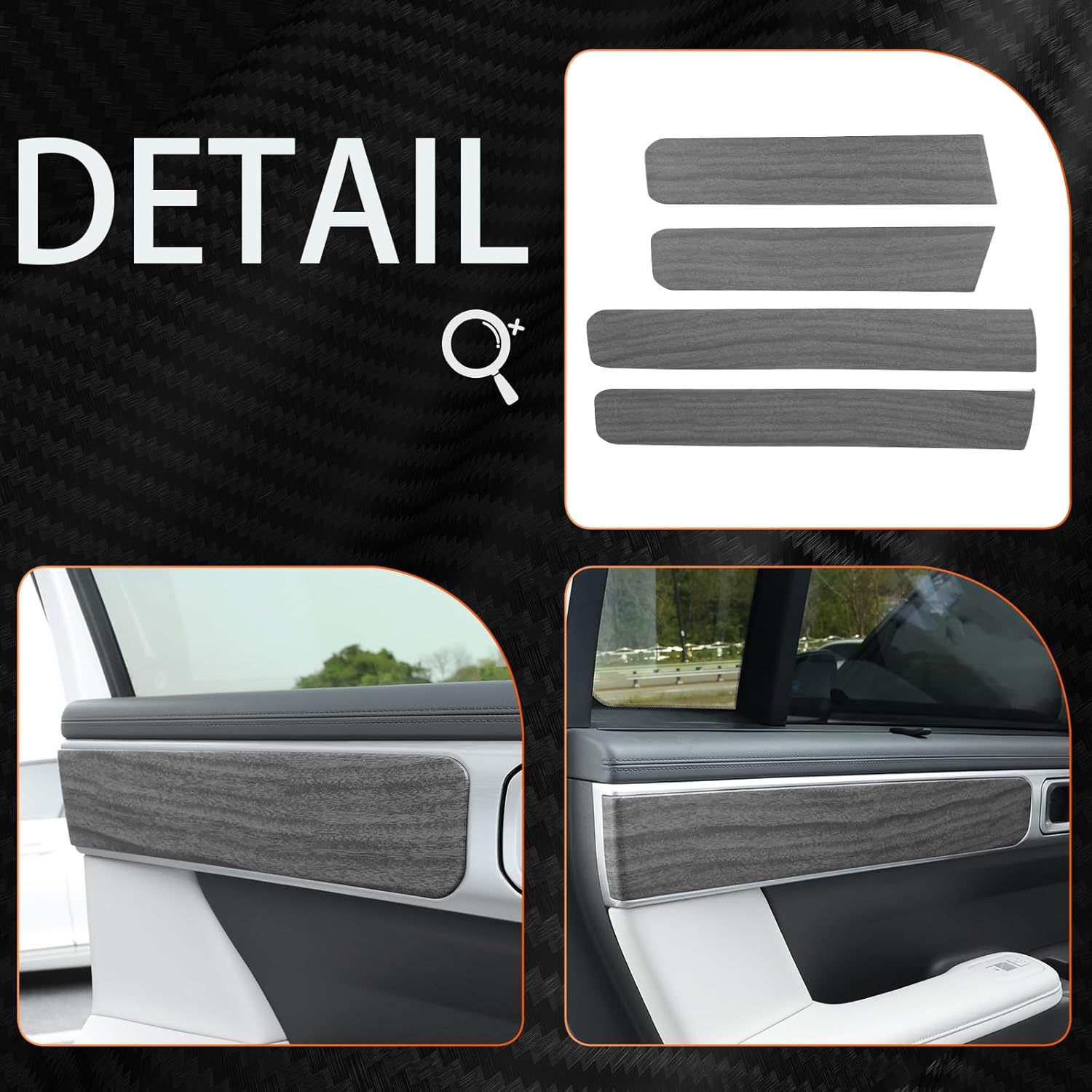 Car Inner Door Panel Armrest Cover Interior Door Panel Molding Trim Door Covers Compatible with Hyundai Santa Fe 2024 2025 Accessories(Wood Grain Style)