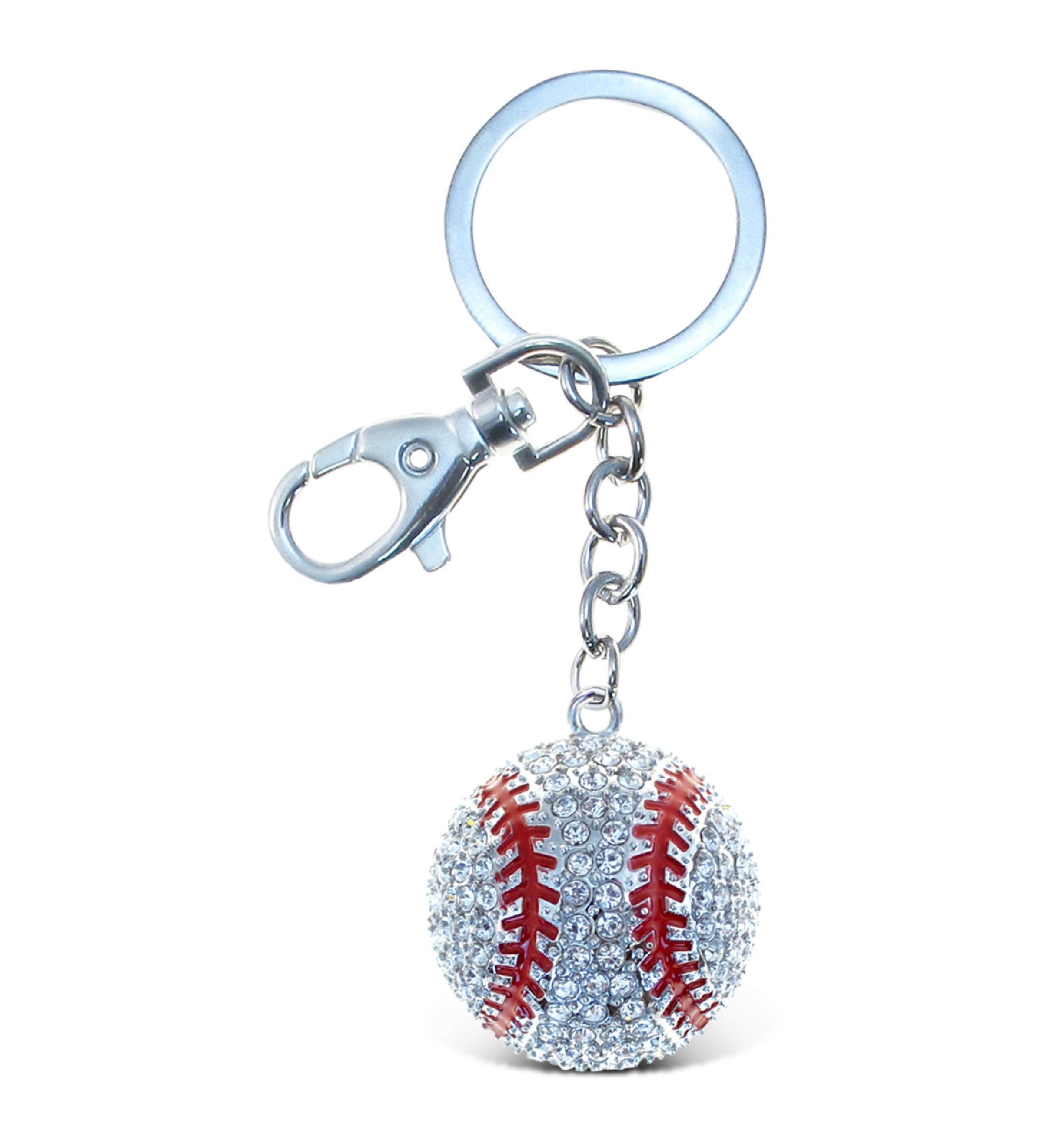 Puzzled Baseball Sparkling Charm Useful Key Chain with Crystals and Claps - Sports Theme - Great Gift to Stay in Fashion and Bling - Item #6656