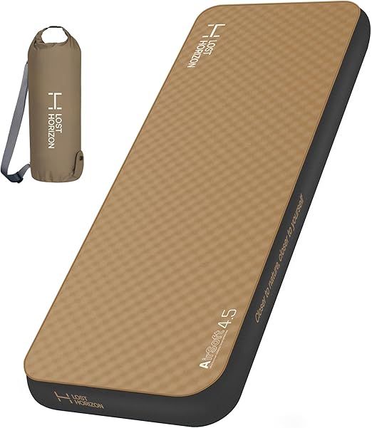 LostHorizon AirSoft 4.5” Thick Self Inflating Sleeping Pad with Solid Foam, Camping Mattress