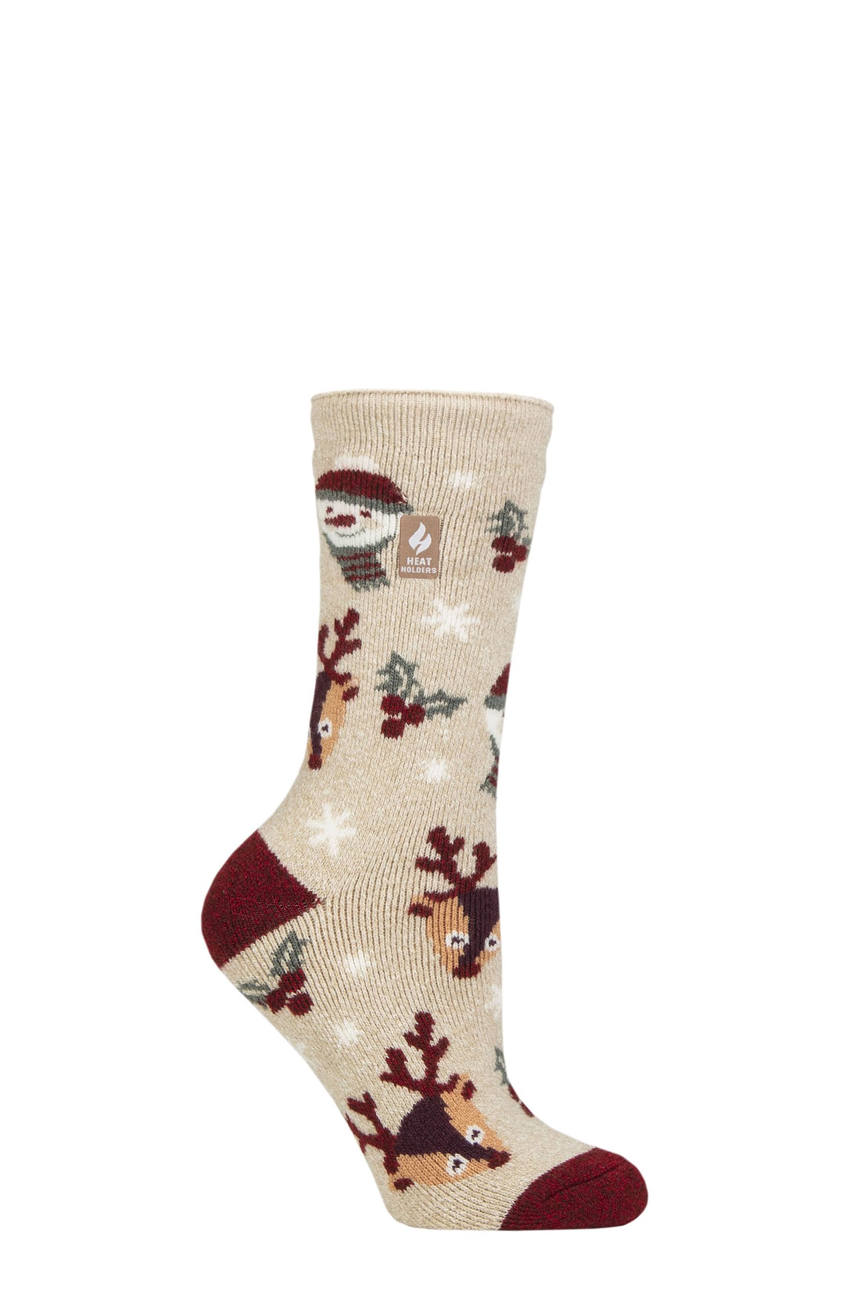 Heat Holders Women's Snowy Christmas Sockshop Christmas Sock 1.6 Tog Lite Thermal, Warm, Cosy, Xmas Novelty Patterned Pack Of 1 Size 4-8